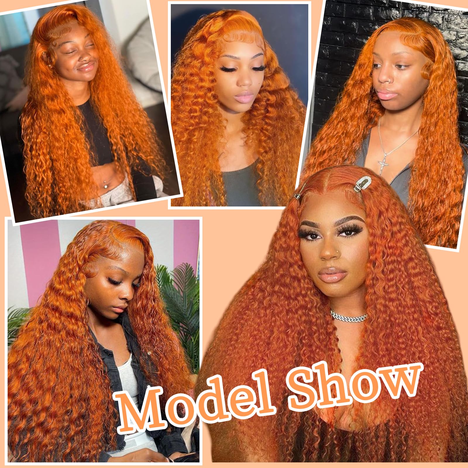30 Inch Ginger Human Hair Wig - 13x6 Lace Front Deep Wave Wig with 200% Density & Pre-Plucked Hairline - HD Lace Front Wigs for Women - Perfect for Cosplay, Daily Wear & Special Occasions