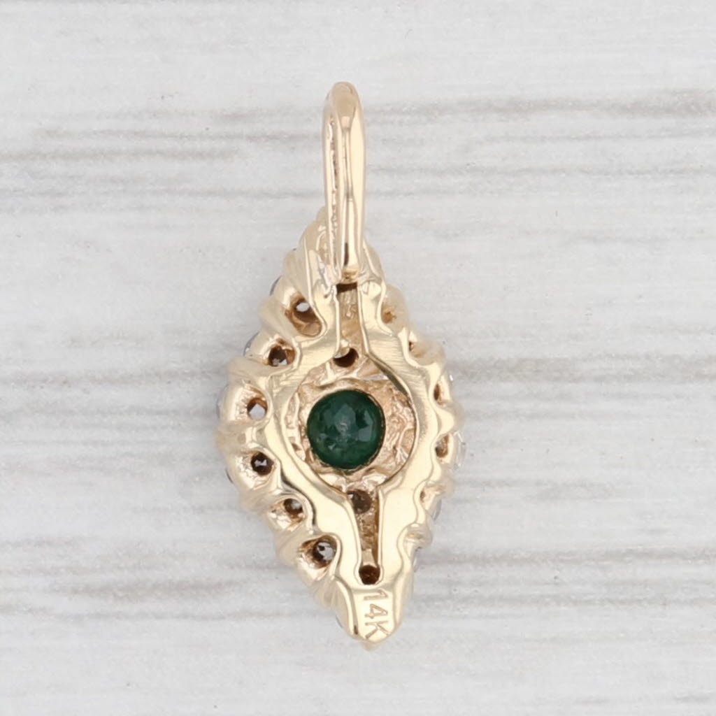0.44ctw Emerald and Diamond Halo Pendant in 14K Yellow Gold - Elegant Necklace for Women, Perfect Gift for Anniversary, Birthday, Valentine's Day or Special Occasion