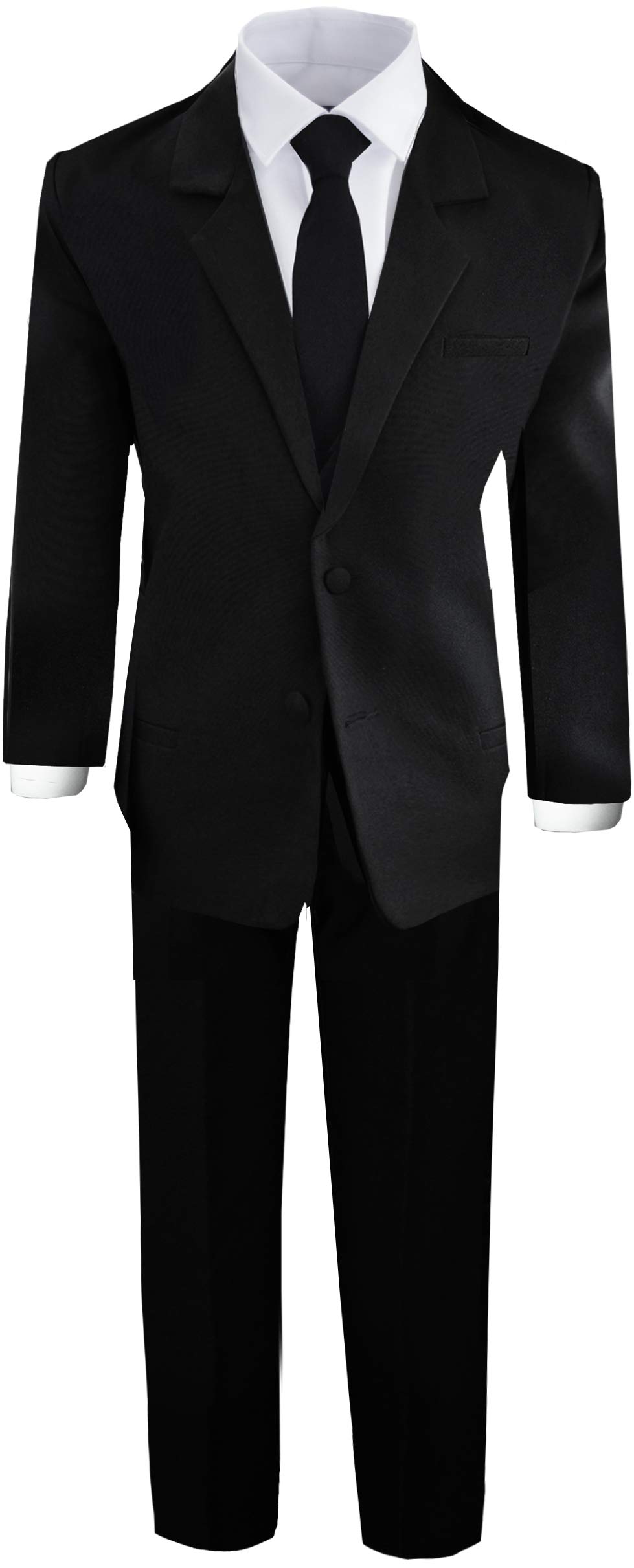 Black Bianco Boys Formal Suit Set with Shirt & Vest for Weddings & Events