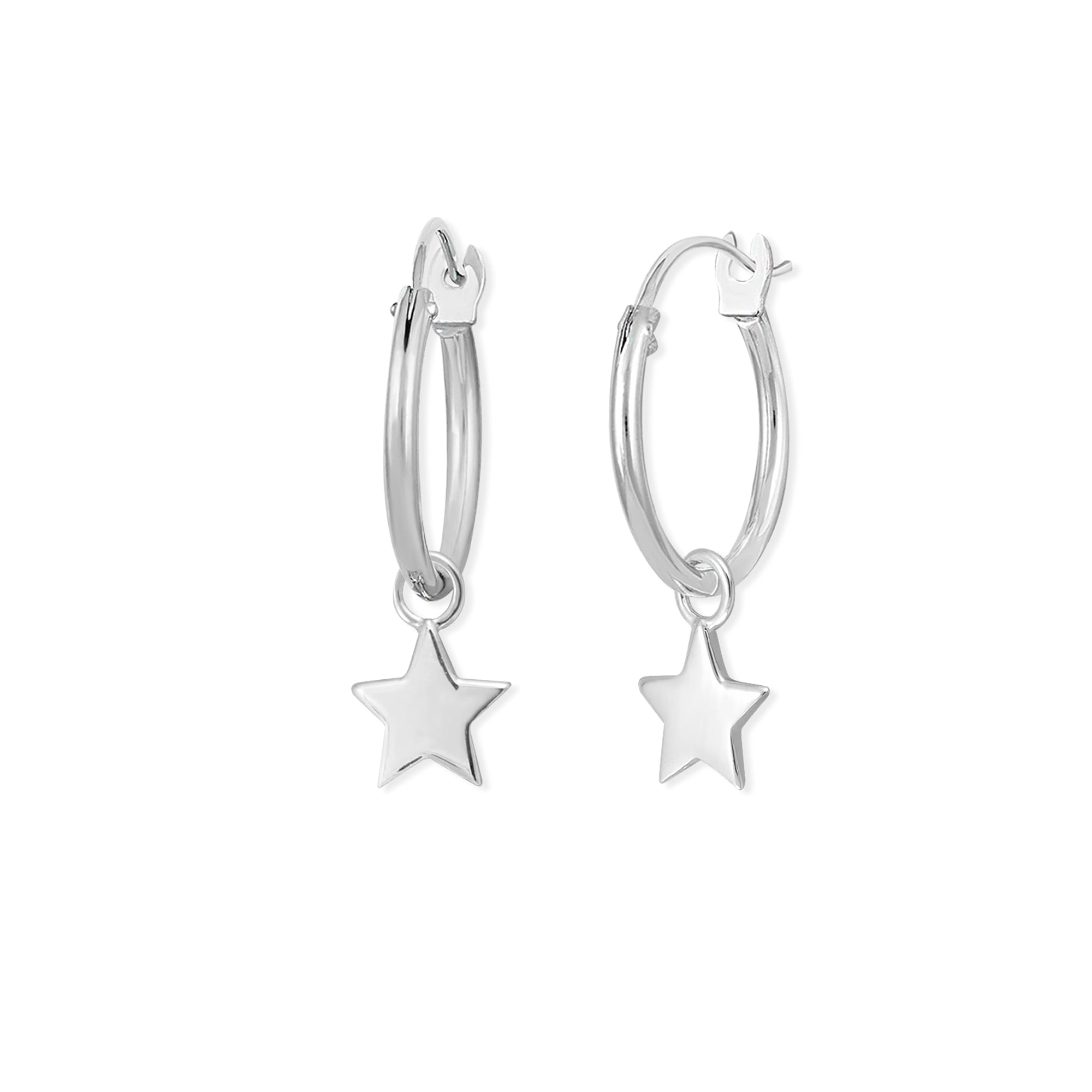 Boma Jewelry Sterling Silver Dangling Star Hoop Earrings for Women - Trendy Celestial Jewelry for Everyday Wear & Special Occasions