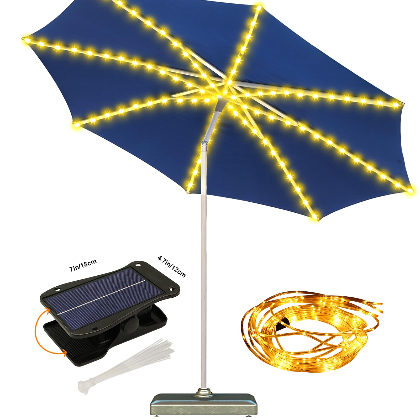 ZNYCYE Solar Umbrella Lights Outdoor - 152 LED Waterproof Patio Umbrella Lights with 8 Lighting Modes & Upgraded Large Solar Panel (5V) - Perfect for Patio, Deck, Garden, Beach and Backyard Decor