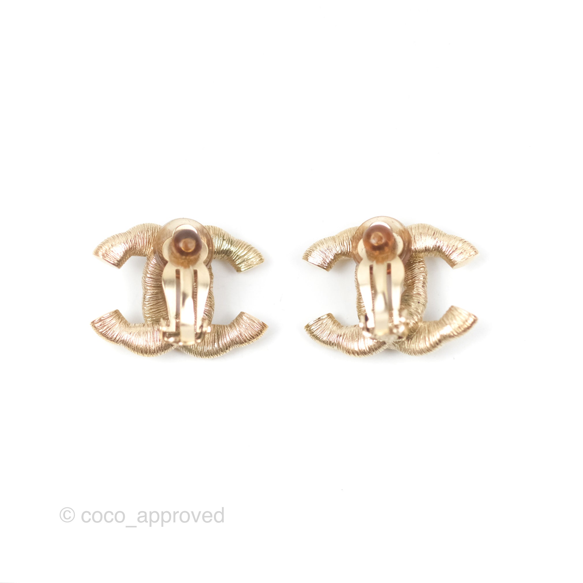 Chanel CC Pink Crystal Ear Clips Gold Tone 16C - Elegant Fashion Jewelry for Women, Perfect for Parties, Weddings & Special Occasions