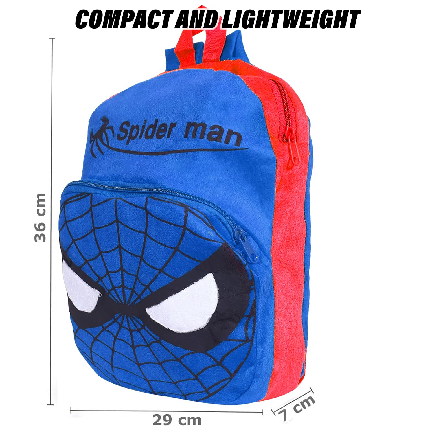 Marvel Spider-Man Kids School Backpack - Velvet Bookbag for Boys & Girls | Single Compartment Student Backpack (Blue) | Perfect for School, Travel & Daily Use