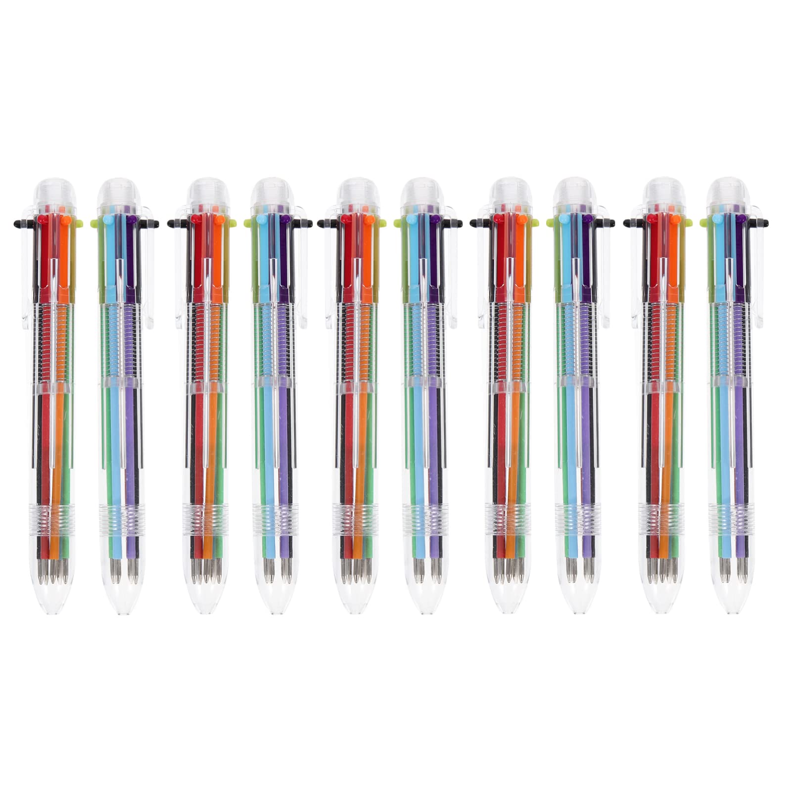 Operitacx 10-Pack Multicolor Ballpoint Pens - Transparent Plastic Writing Pens for Students, Office & School Supplies - Vibrant Colors for Note Taking, Journaling & Art Projects