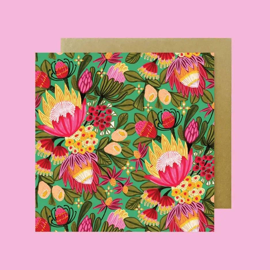 Festive Proteas Magnetic Gift Set with Greeting Card - Perfect for Holidays, Birthdays, and Home Decor
