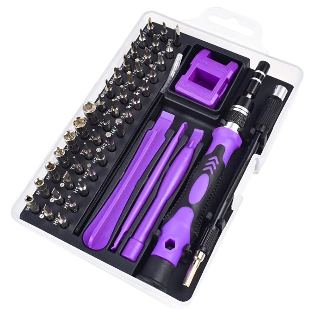 52 in 1 Electronics Repair Tool Kit - Steel Driver Bit Set for iPhone, Laptop, PC & Household DIY Repairs | Portable Multifunctional Screwdriver Kit (Purple) | Perfect for Technicians, Hobbyists & Home Maintenance