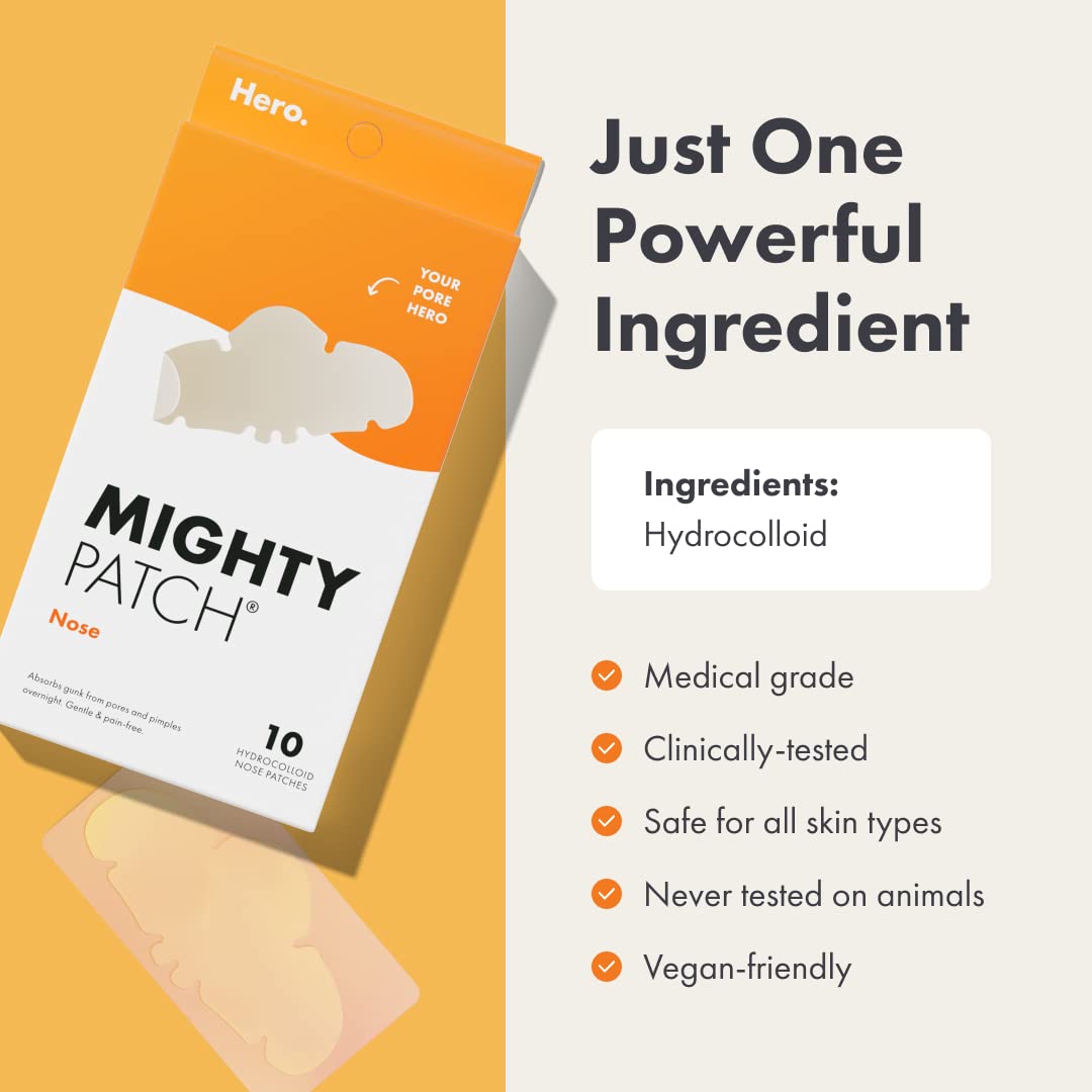 Hero Cosmetics Mighty Patches for Acne - XL Hydrocolloid Pimple Patches for Overnight Treatment | 10 Count | Perfect for Travel & Daily Skincare