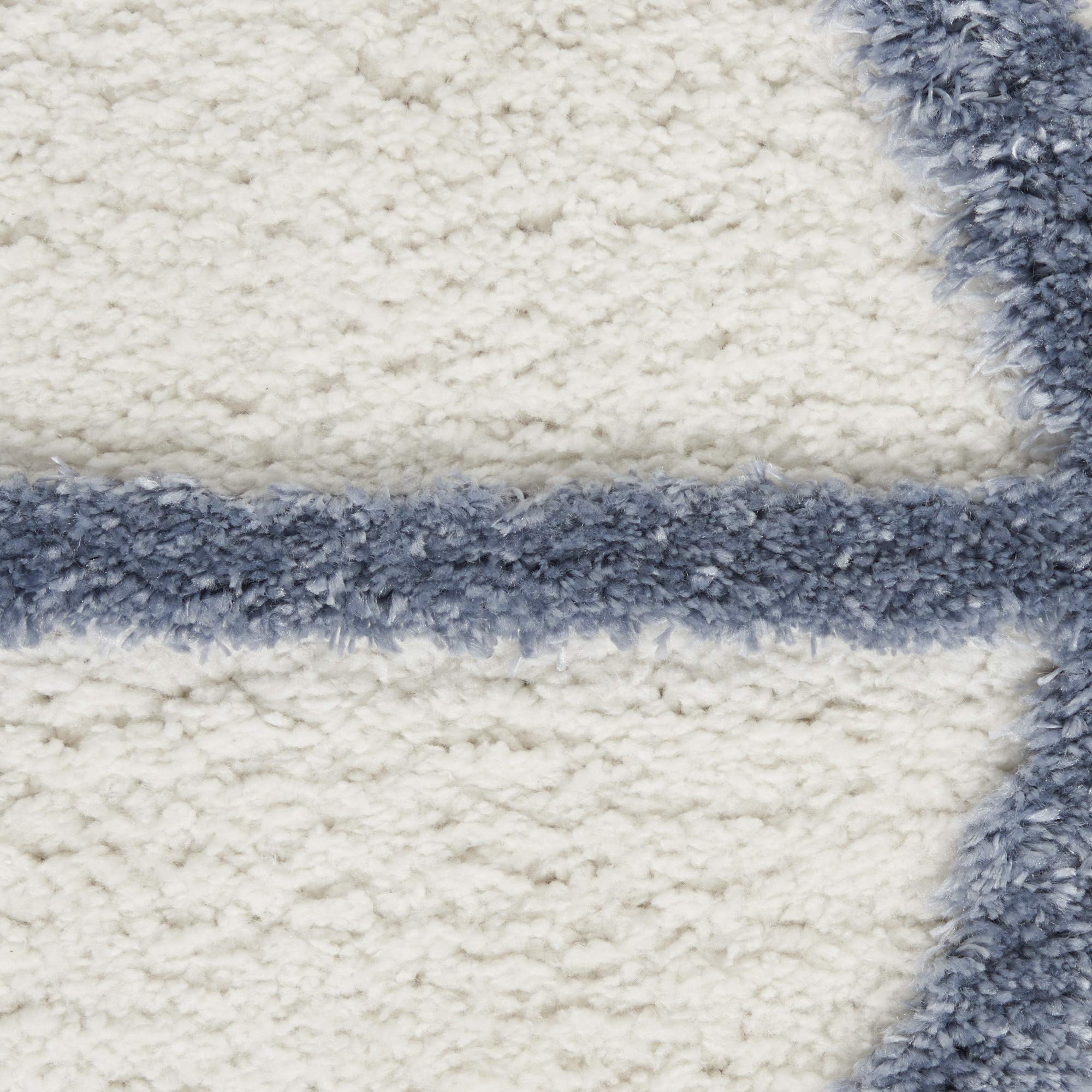 Nourison Melfi Modern Ivory Blue 8x10 Area Rug - Easy Clean, Non-Shedding, Stain Resistant for Living Room, Bedroom, Dining Room & Kitchen | Soft & Durable Home Decor for High Traffic Areas