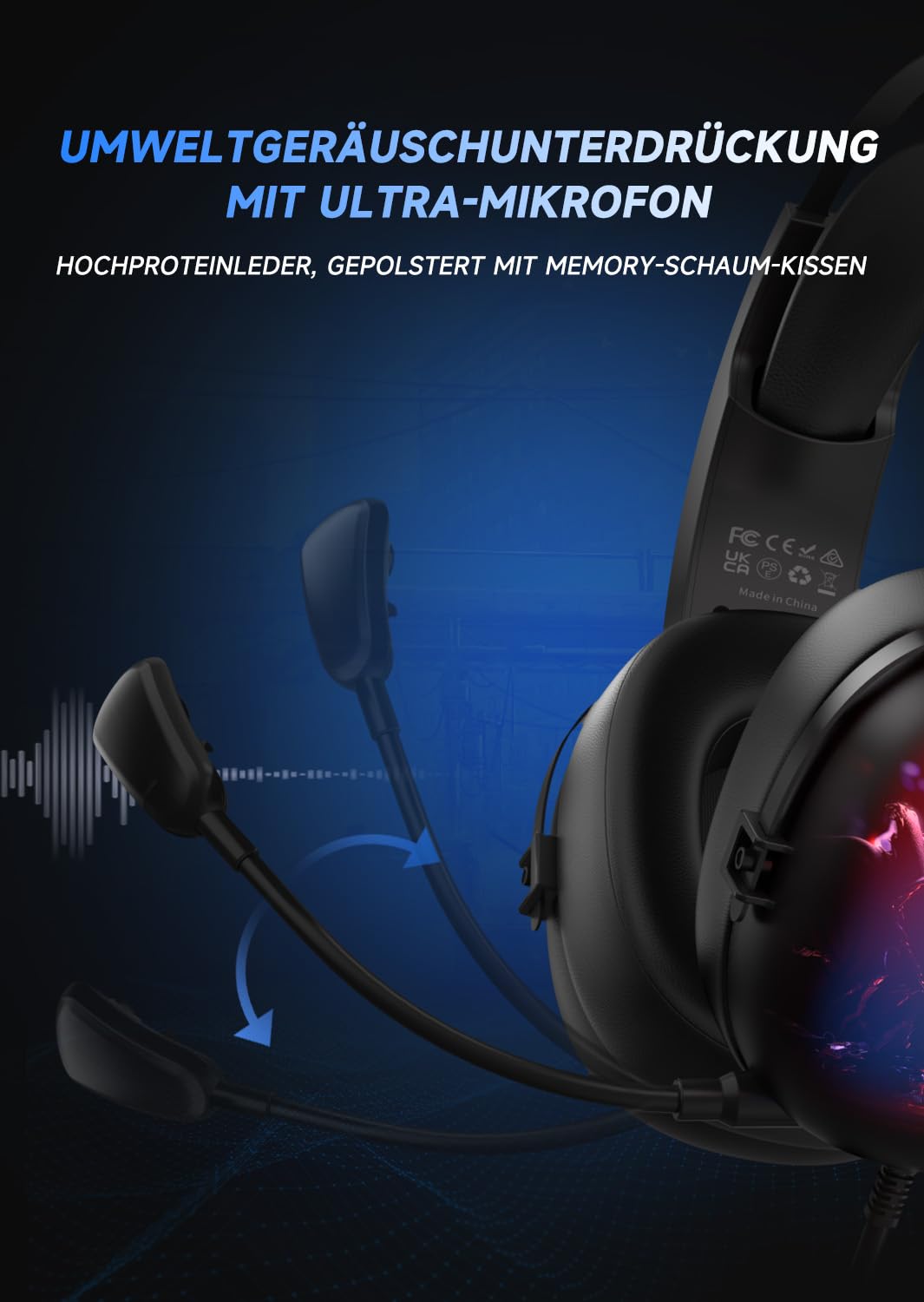 Gvyugke 7.1 Surround Sound Gaming Headset with Microphone - USB Wired RGB Headphones for PC, Laptop, PS5 - Perfect for Competitive Gaming, Streaming & Online Meetings