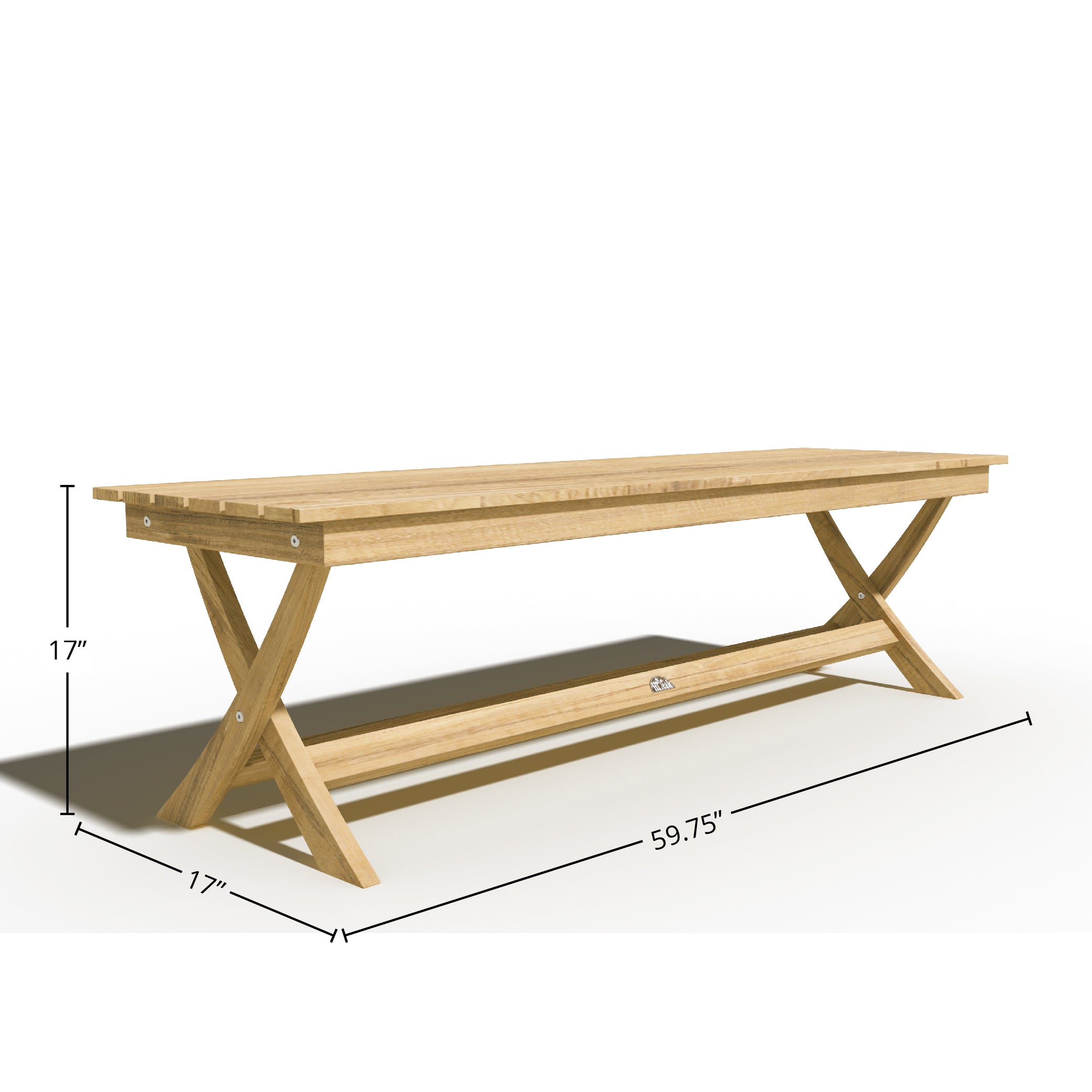 Jacques 3-Person Teak Wood Outdoor Bench - Weather-Resistant Garden Patio Seating for Backyard, Poolside & Deck