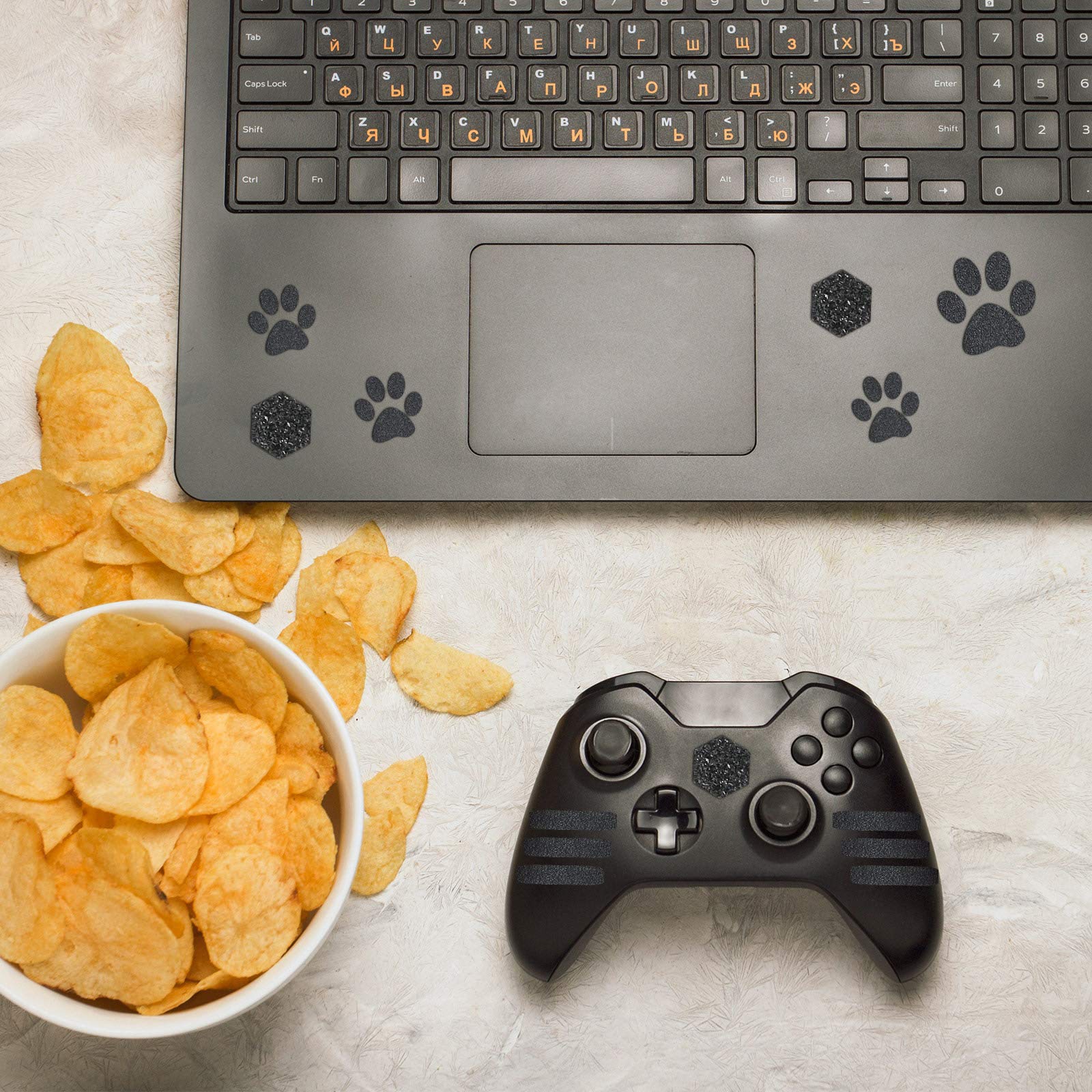 4-Pack Anti-Slip Hexagon Grip Stickers for Phone, Laptop, Tablet & Mouse - Black Non-Slip Decals for Gaming Cases & DIY Crafts (Perfect for Secure Grip While Gaming or Working)