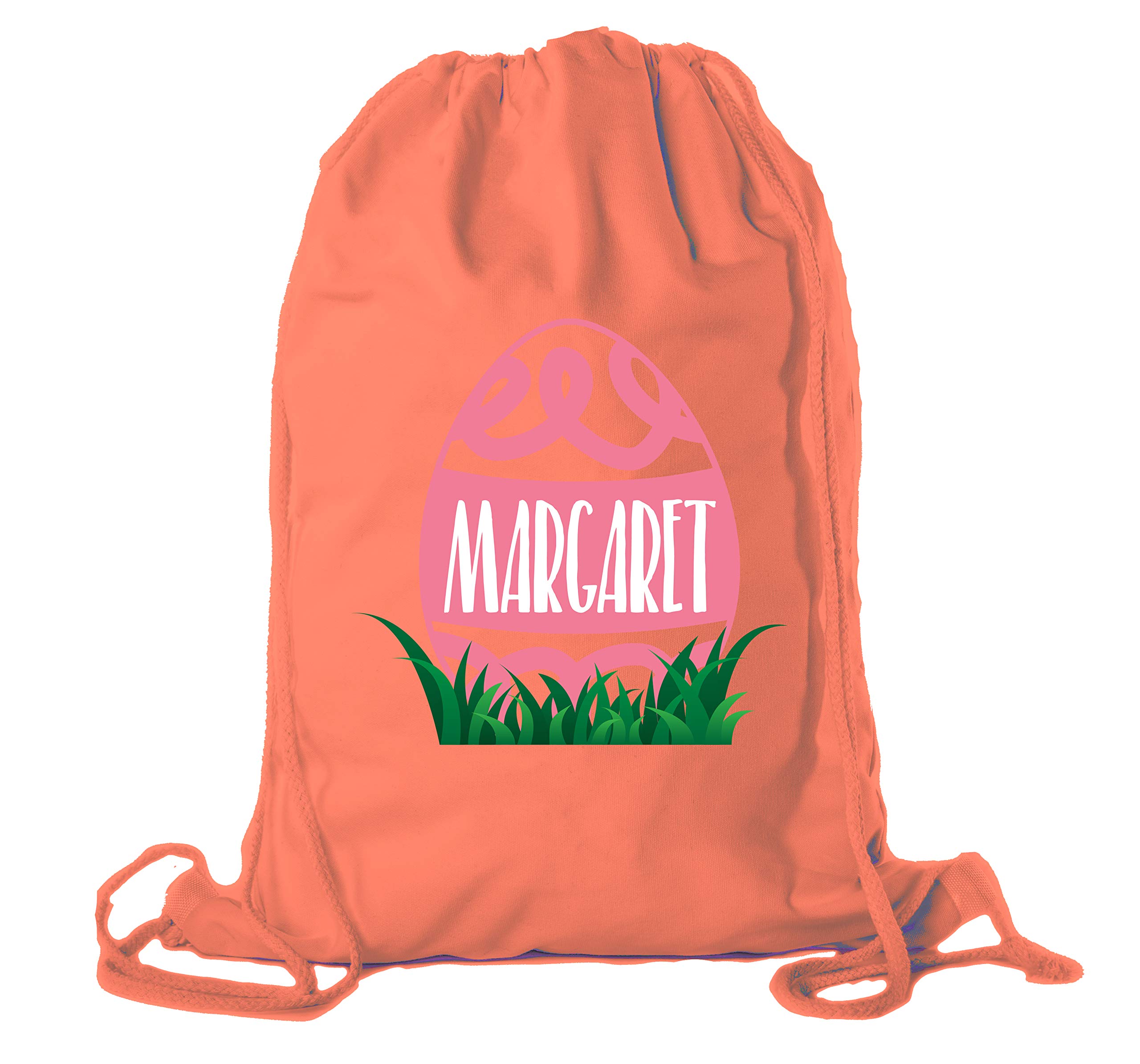 Personalized Easter Basket Bags - Custom Cotton Drawstring Backpacks for Easter Gifts (Swirly Egg Orange Design CE2725Easter PS4) - Perfect for Easter Egg Hunts, Spring Celebrations & Kids' Holiday Gifts