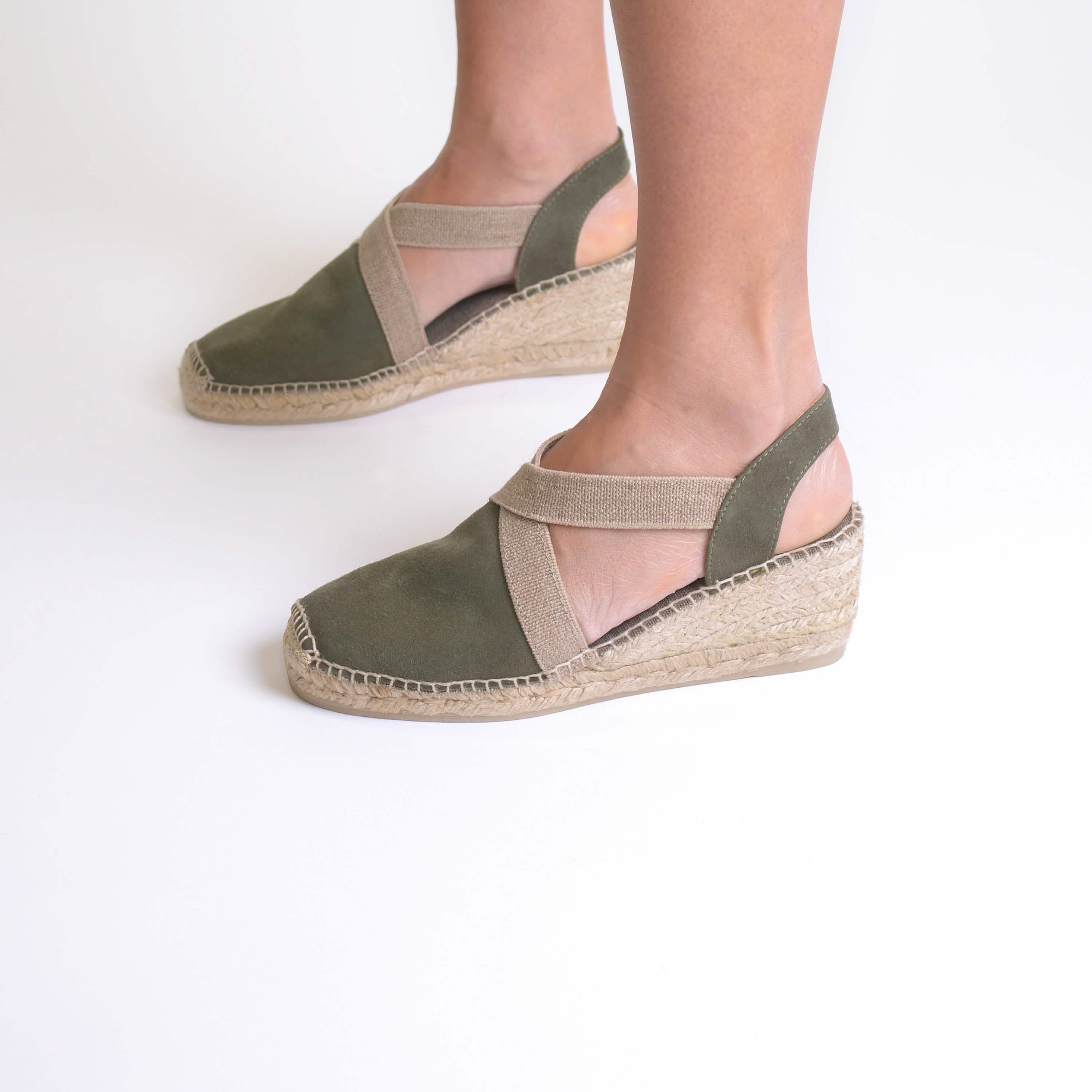 Women's Plain Suede Leather Wedge Espadrilles - Comfortable Casual Summer Shoes for Beach, Vacation & Everyday Wear | Tona