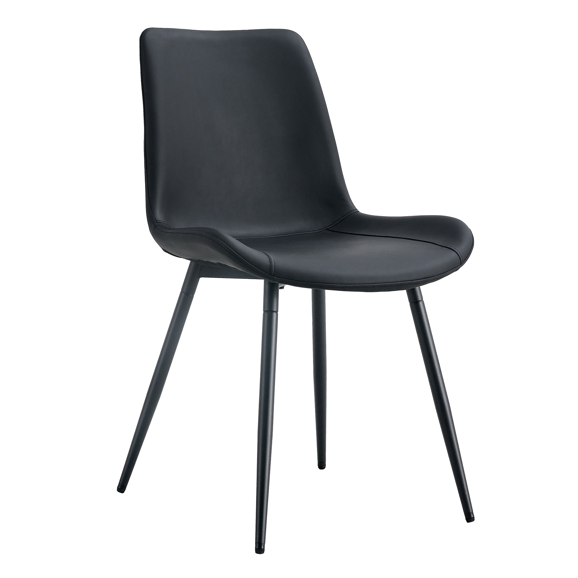 Premium Black Faux Leather Dining Chairs with Metal Legs - Ergonomic Curved Backrest & Wide Cushion for Maximum Comfort - Set of 4 Modern Chairs for Restaurant, Kitchen, Bedroom & Office Use