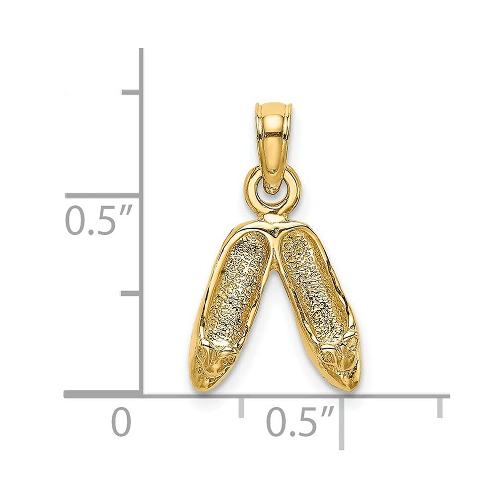 14K Gold Polished Textured Ballerina Slippers Charm - Dainty Ballet Jewelry for Necklace & Bracelet - Perfect Gift for Dancers, Ballet Lovers & Special Occasions