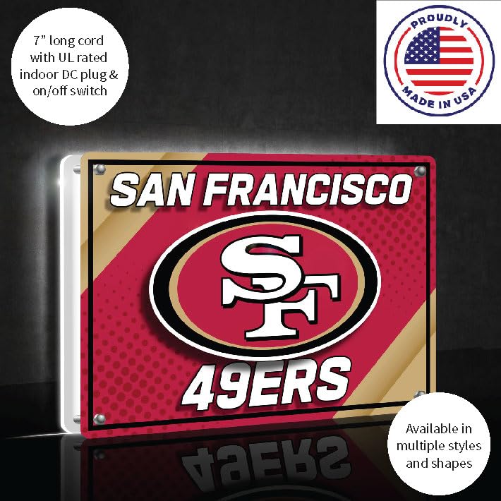 San Francisco 49ers LED Tabletop Light Sign - 7x10 Inches NFL Team Decor, Free-Standing Desk Night Light for Home & Office | Perfect Christmas Gift for Men & Women | Made in USA | Game Room, Man Cave & Sports Fan Decor