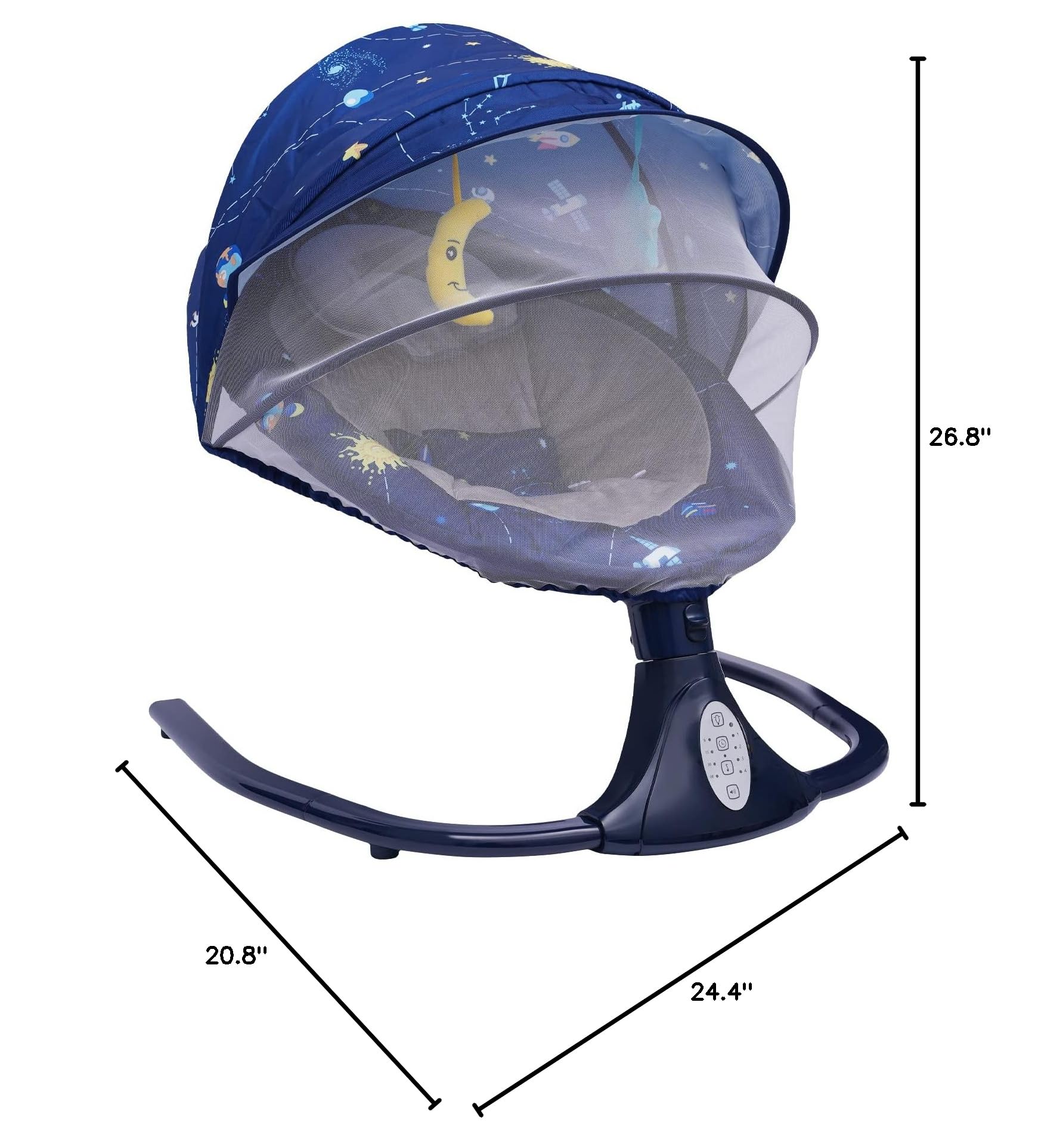 Electric Baby Swing for Infants & Newborns - Remote Control, 4 Speed Settings, Soothing Music & Speaker - Blue Starry Style Baby Rocker & Bouncer - Perfect for Nursery, Bedroom & Travel