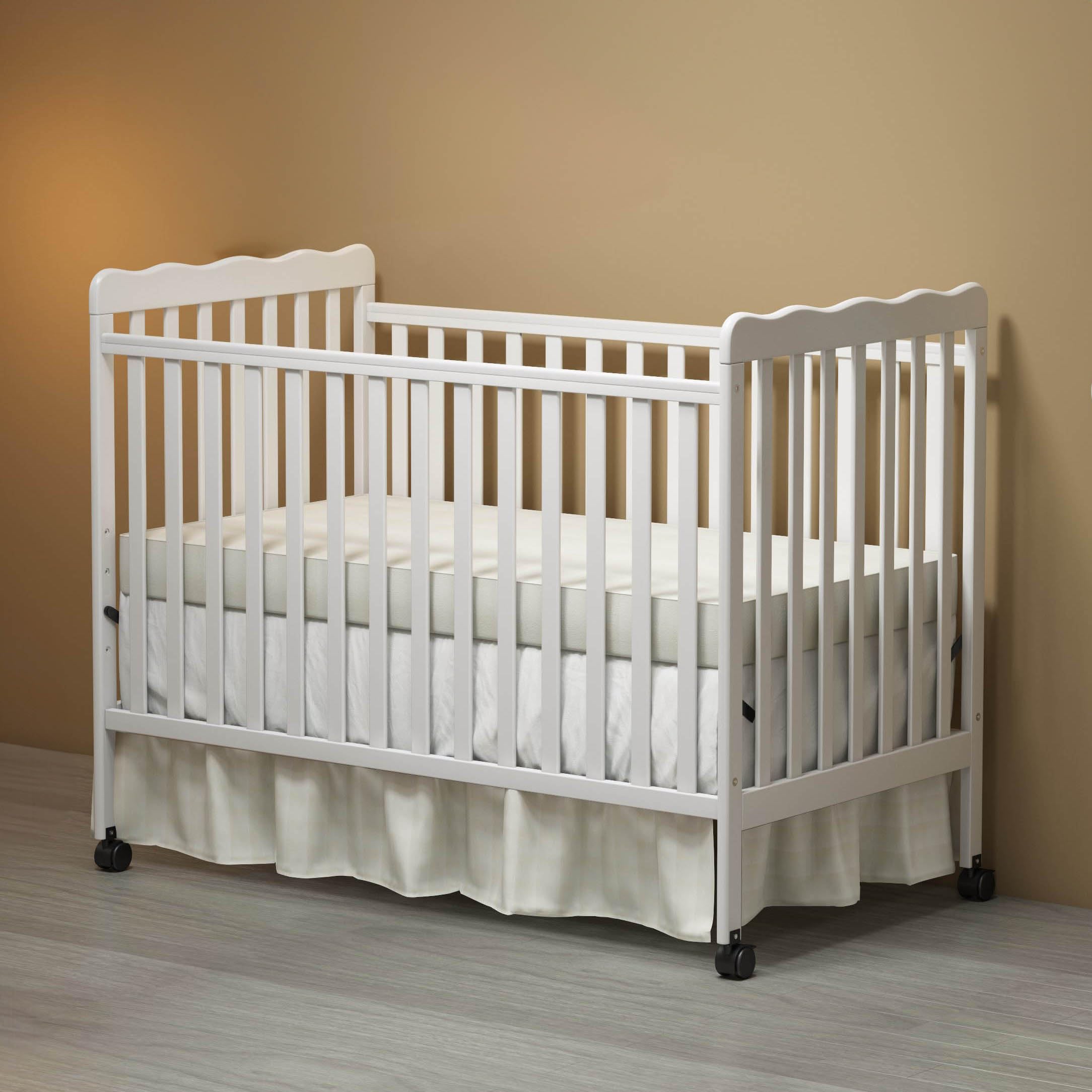 **3-in-1 Convertible Full Size Baby Crib with Locking Wheels & Adjustable Mattress Height – White | Safe & Portable Nursery Crib for Infants & Toddlers | Perfect for Home, Daycare & Travel**
