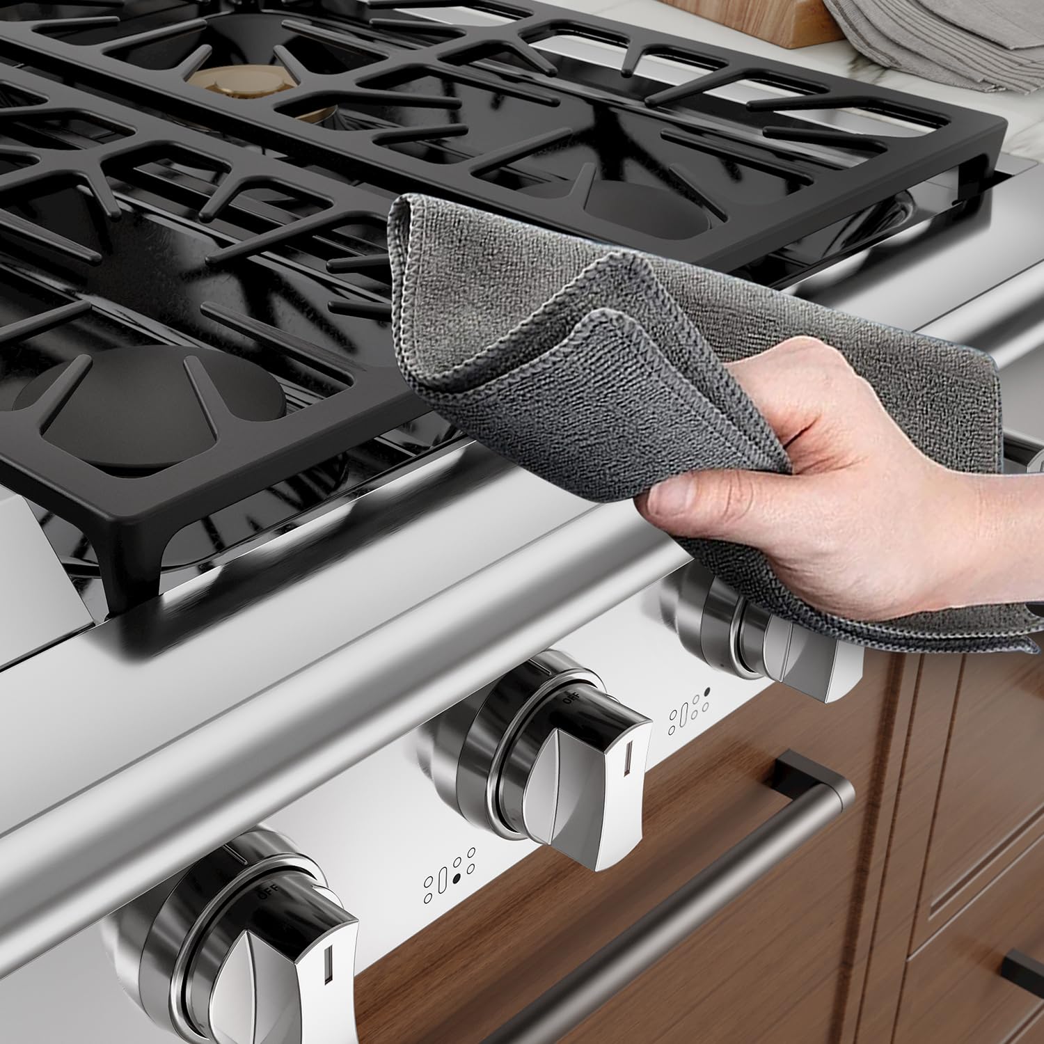 Empava 48-Inch Professional Slide-In Natural Gas Rangetop with 6 Sealed Ultra High-Low Burners, Heavy Duty Continuous Grates & Infrared Griddle - Stainless Steel, Silver - Perfect for Home Chefs & Commercial Kitchens