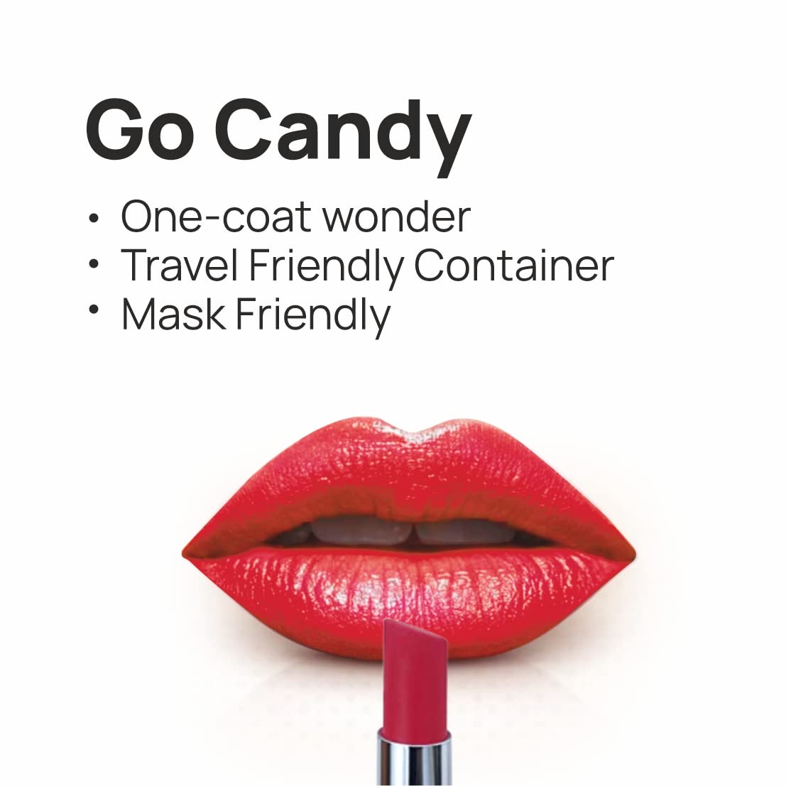 Totta Beauty Super Matte Lipstick - Long Lasting, Vegan & Cruelty Free with Vitamin E, A & Shea Butter | Paraben & Gluten Free | Go Candy Shade | Perfect for Everyday Wear, Parties & Special Occasions