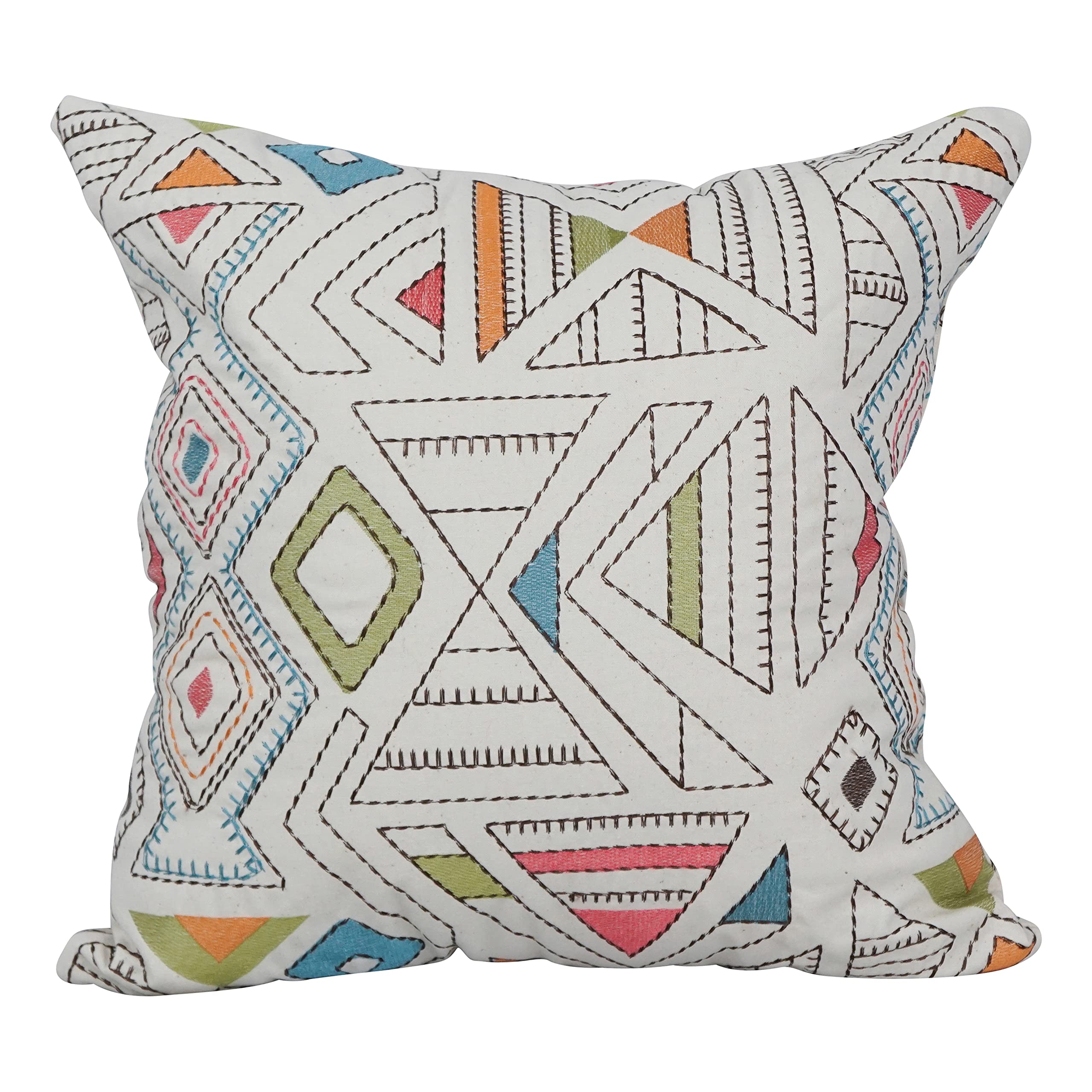 Blazing Needles 17-inch Square Cotton Jacquard Throw Pillows - Set of 4, Barista Garden Pattern - Perfect for Sofa, Bed & Home Decor