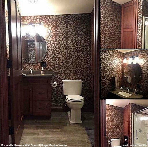 Donatella Damask Stencil - Reusable Wall Stencils for Painting, DIY Home Decor, Furniture & Crafts | Perfect for Bedroom, Living Room, and Wedding Decorations