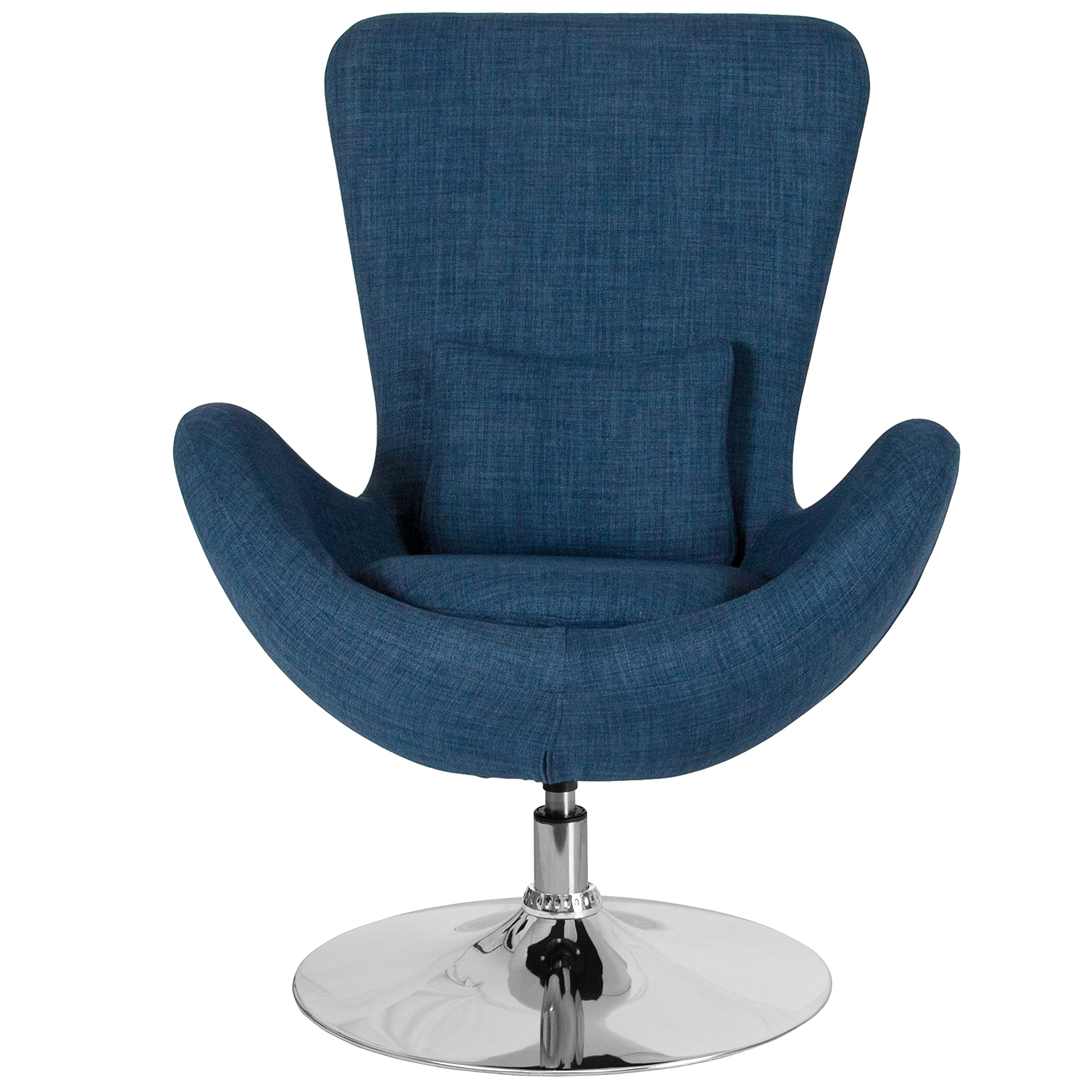 Emma & Oliver Blue Fabric Side Reception Chair with Bowed Seat - Elegant Event Seating for Weddings, Banquets and Office Waiting Areas