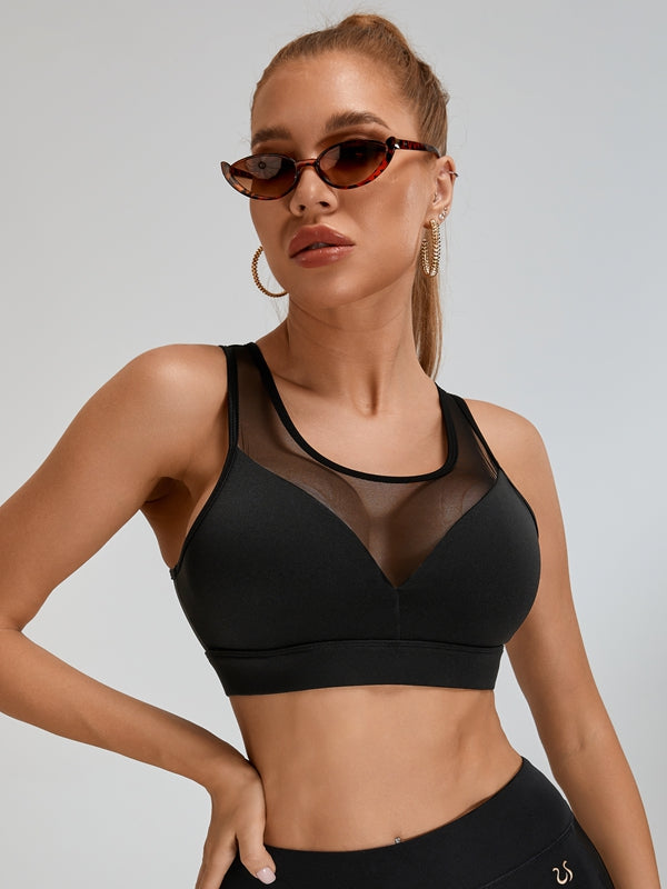 ZASUWA Women's Sexy Mesh Sports Bra - Breathable Workout Top for Yoga, Running & Gym - Plus Size Activewear for Fitness & Daily Wear