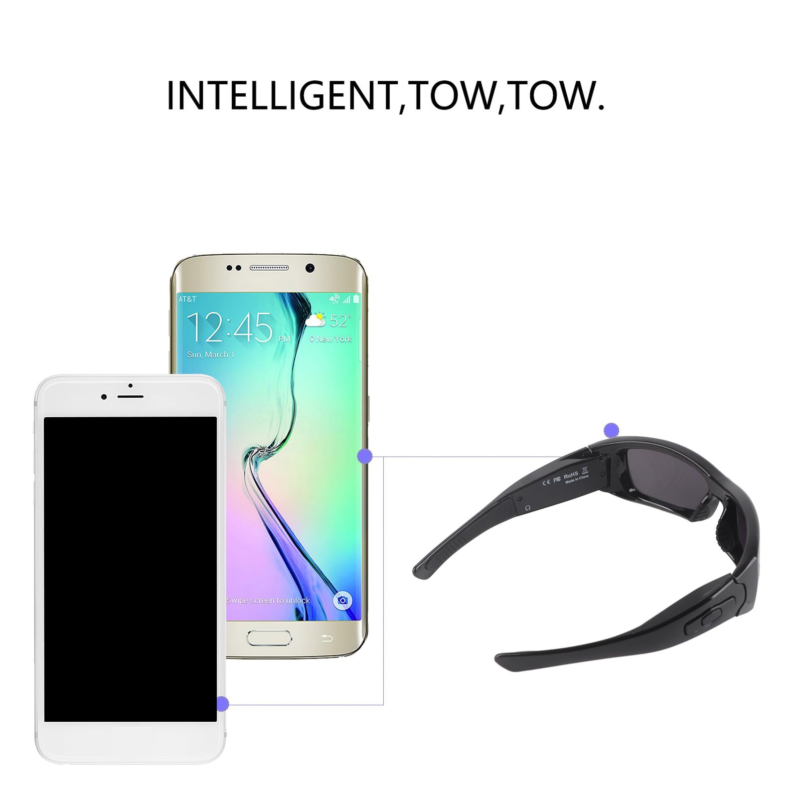 Smart Camera Sunglasses with 1080p HD Video & Polarized Lenses - Hands-Free Recording Glasses for Computer/OTG Connection - Perfect for Driving, Cycling, Travel & Outdoor Adventures