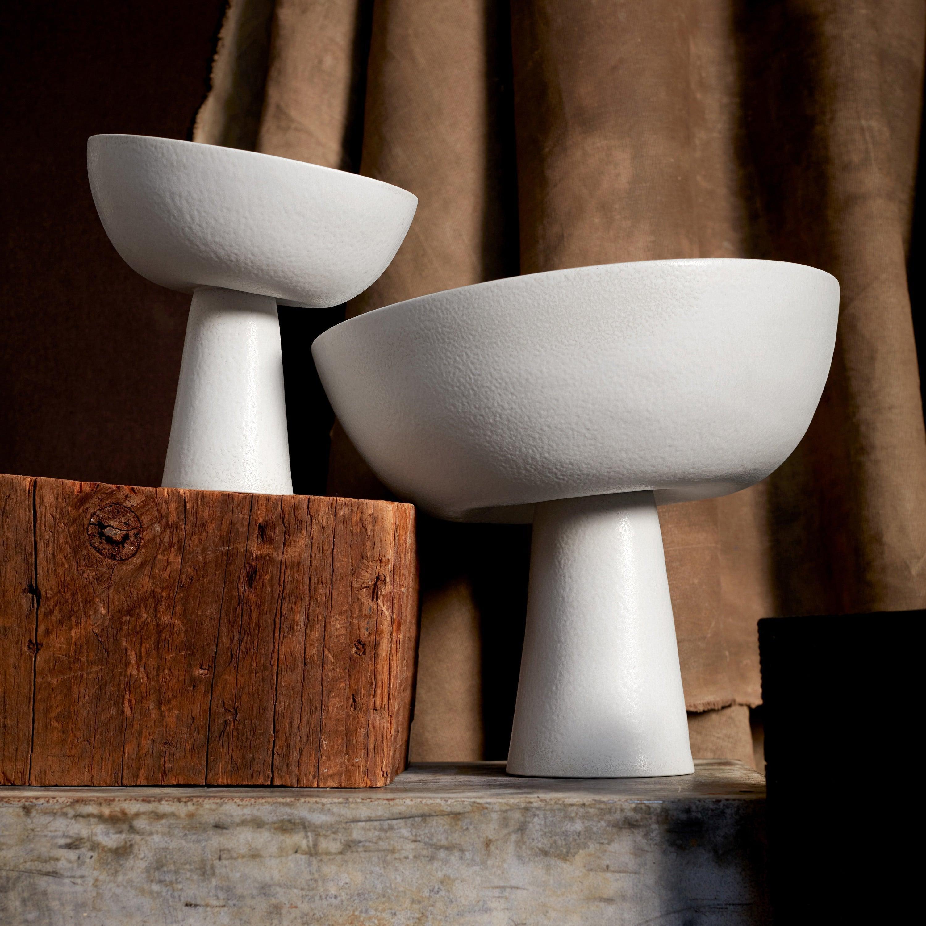 Terra Bowl on Stand - Small Stone Decorative Bowl for Home Decor, Dining Table Centerpiece, or Gift Idea | Perfect for Modern & Rustic Interiors
