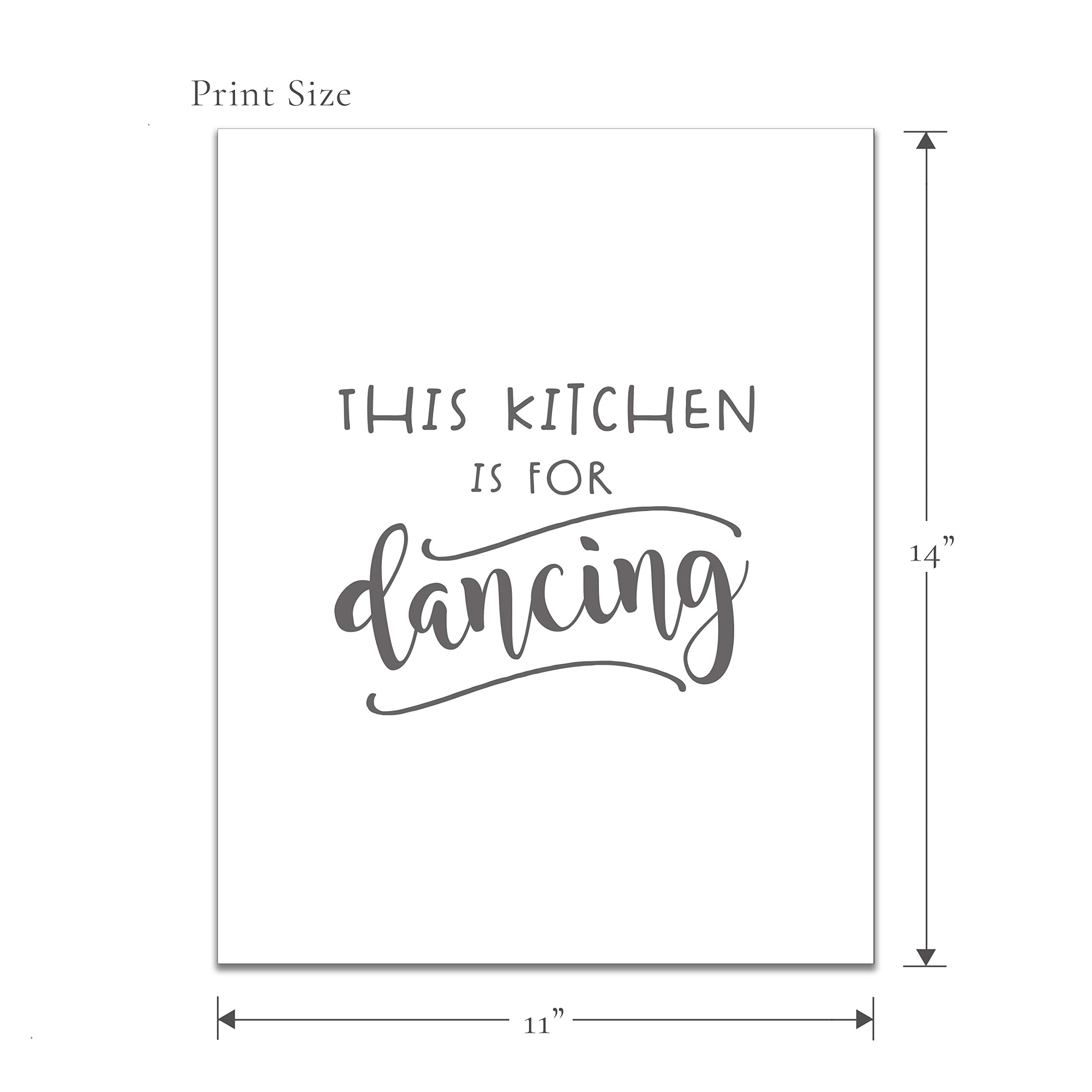 Funny Kitchen Sign - 'This Kitchen is for Dancing' - Unframed 11x14 Art Print for Home Decor, Housewarming Gift & Farmhouse Kitchen Wall Art