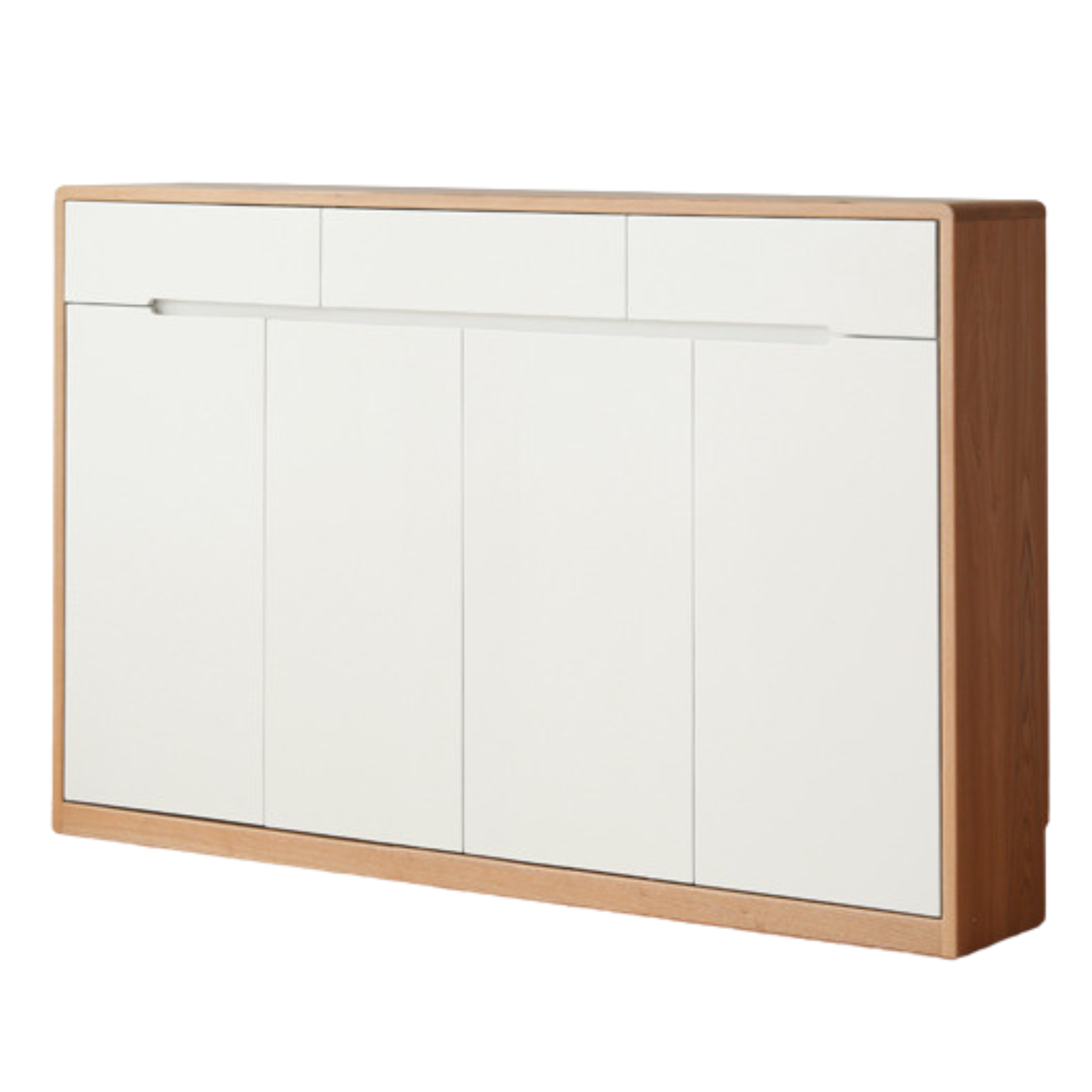 Solid Oak Wood Ultra Thin Sideboard - Modern Slim Console Table for Living Room, Entryway, or Dining Room Storage