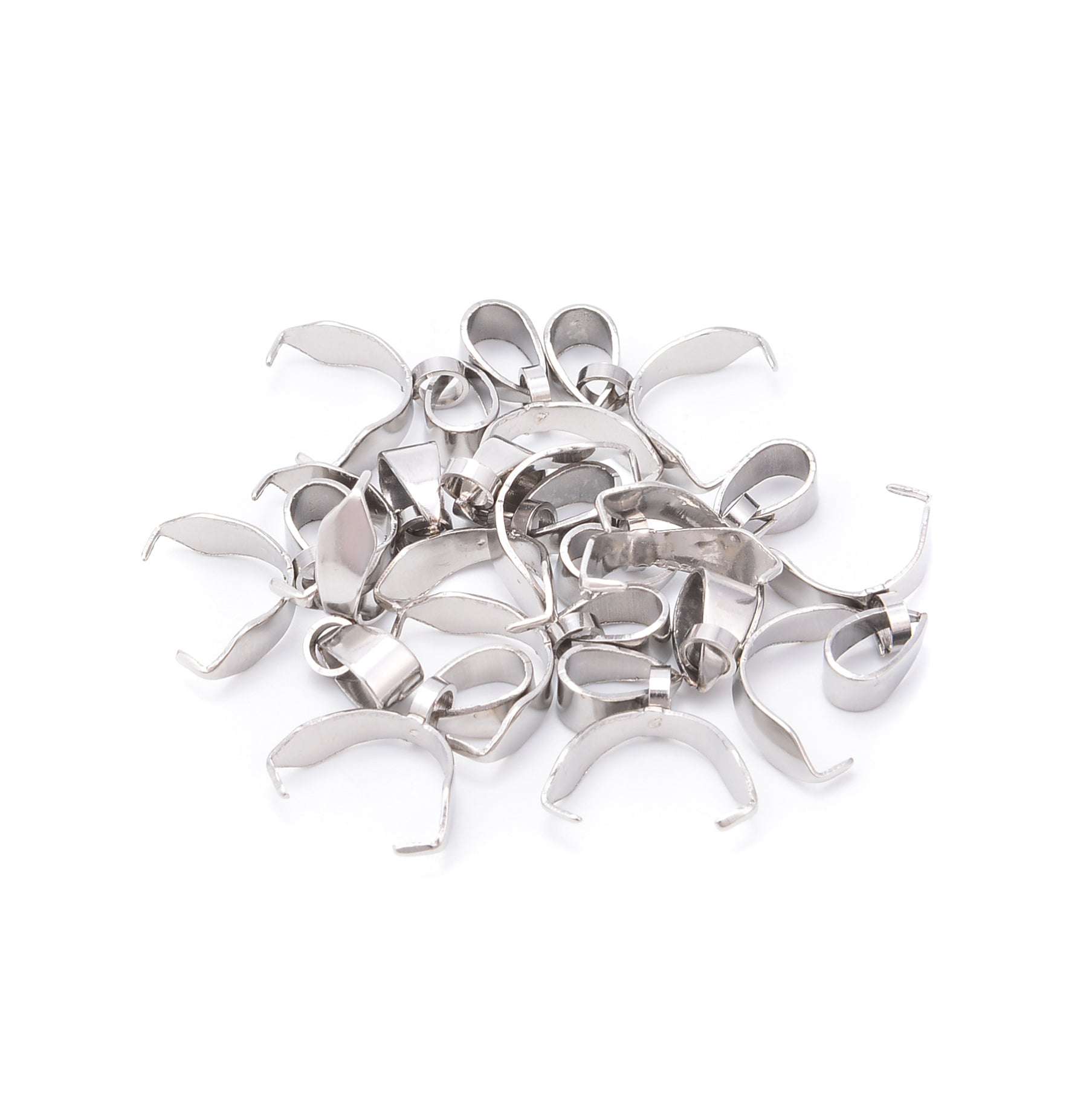 304 Stainless Steel Pinch Bail 9x11mm - 15 Pieces Per Bag for Jewelry Making, DIY Crafts & Pendant Necklace Charms