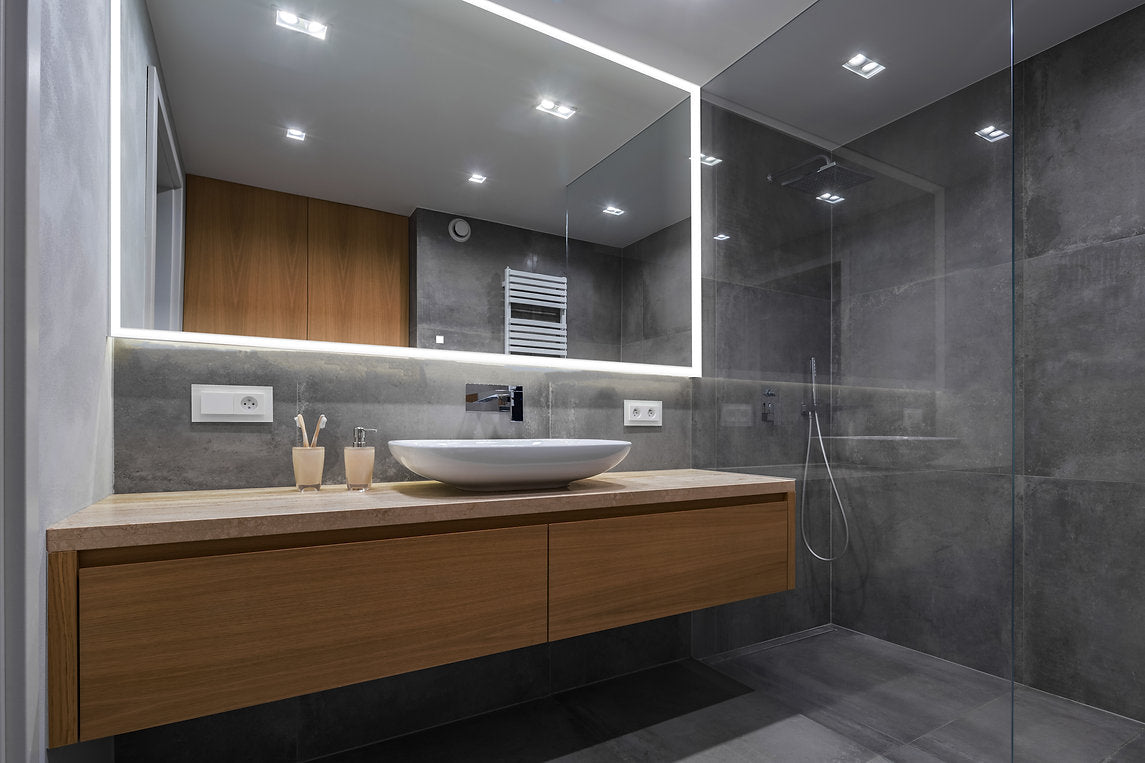 Aquadom Edge 40x32 Inch LED Lighted Bathroom Mirror with Anti-Fog - Modern Vanity Mirror for Makeup & Shaving - Perfect for Small Bathrooms & Bedrooms