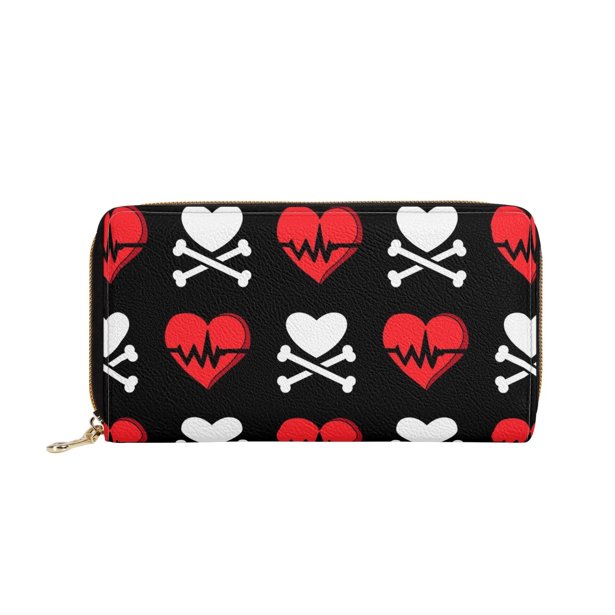 Heart & Heartbeats Genuine Leather Zipper Wallet - Stylish & Compact Purse for Women, Perfect for Everyday Use, Travel & Gift Giving