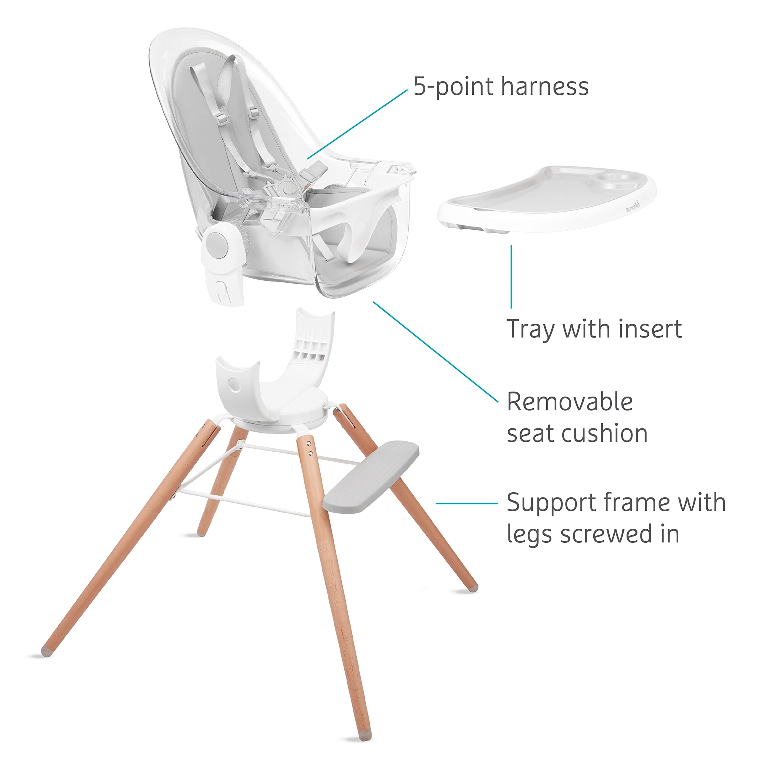 Munchkin 360° Cloud™ Highchair - Adjustable Baby Feeding Chair with 360° Swivel & Easy Clean Seat - Perfect for Dining, Weaning & Playtime at Home