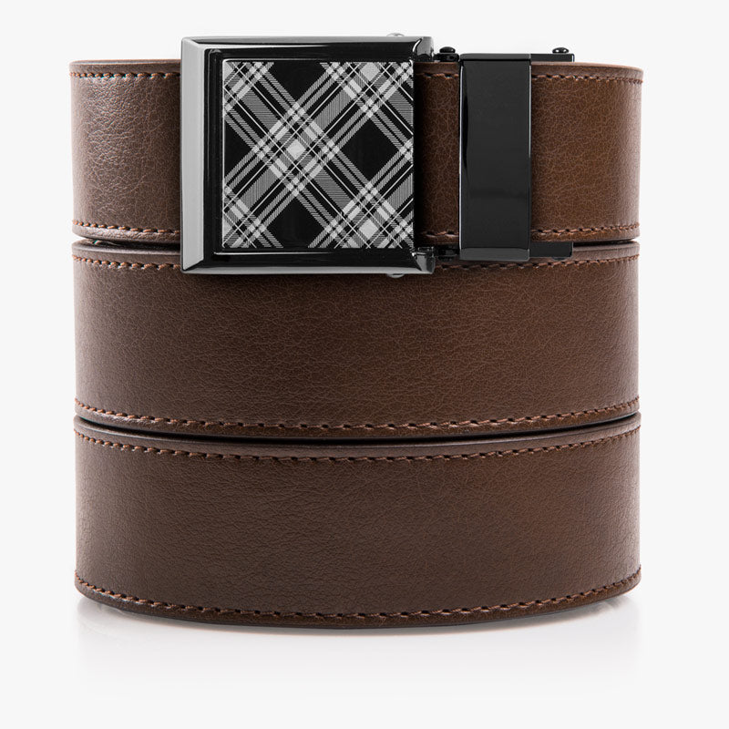 Premium Mocha Brown Leather Belt for Men - Custom Front Square Buckle - Stylish & Durable Fashion Accessory for Casual, Office & Formal Wear