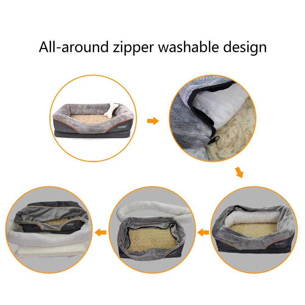 JOYELF XXLarge Orthopedic Memory Foam Dog Bed with Removable Washable Cover - Supportive Pet Sofa for Large Breed Dogs - Perfect for Living Room, Bedroom & Kennel Use