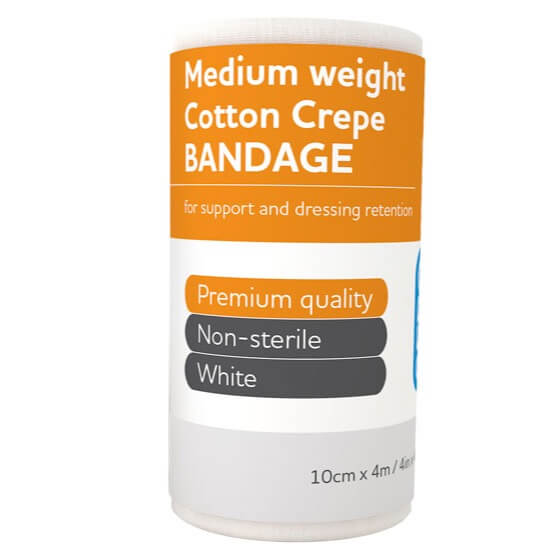 Premium Medium Cotton Crepe Bandages 10cm x 4m (12 Pack) - First Aid, Sports Injury Support & Wound Care for Home, Clinic & Emergency Use