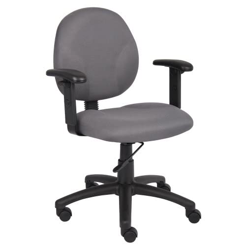 Boss Office Products Diamond Task Chair with Adjustable Arms - Ergonomic Grey Office Chair for Home & Business Workspaces | Perfect for Desk Work, Computer Use & Conference Rooms