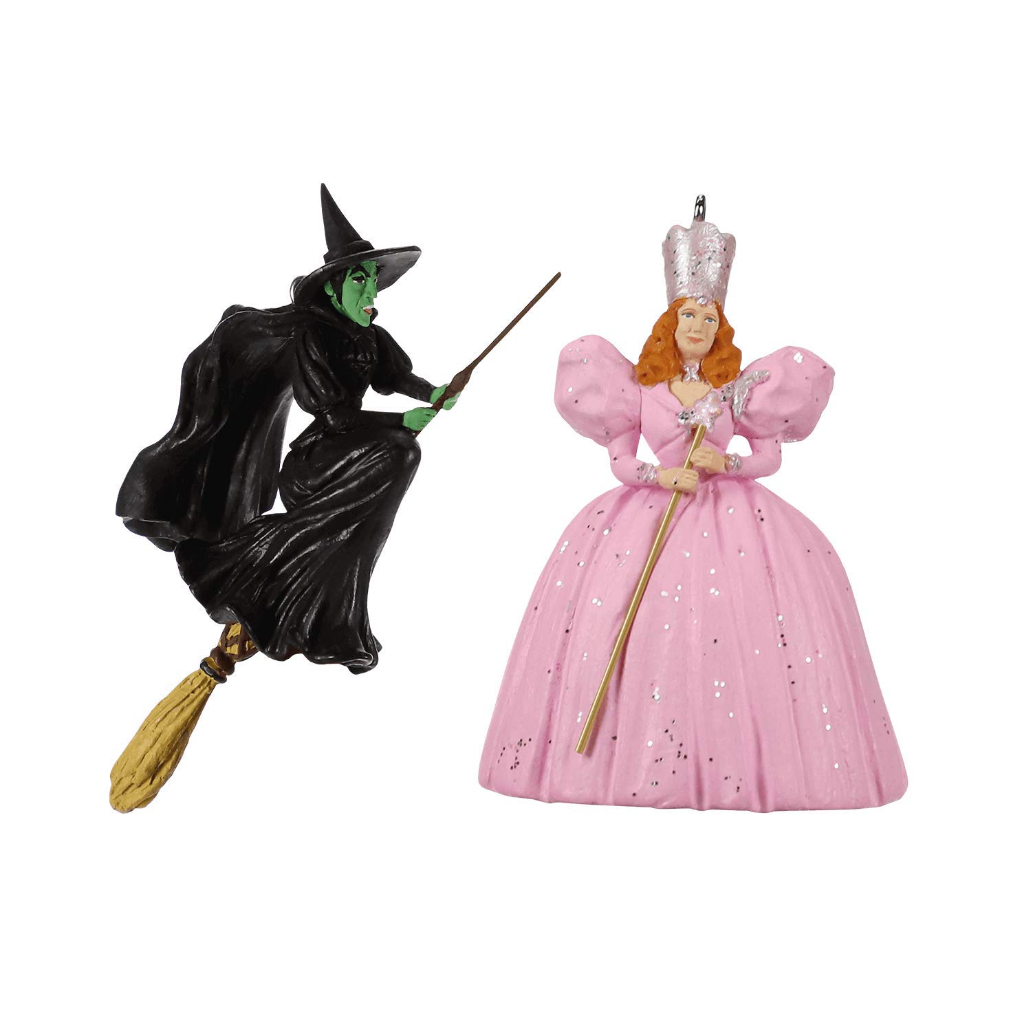 Hallmark Mini The Wizard of Oz Glinda The Good Witch and Wicked Witch of The West Christmas Ornaments Set of 2 - Movie Collectibles for Tree Decor, Gift for Fans, Holiday Home Decor