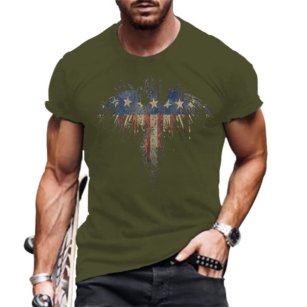 American Flag 3D Printed Men's T-Shirt - Short Sleeve Crew Neck Casual Tee for Summer | Patriotic Graphic T-Shirt for BBQ, Beach & Outdoor Activities