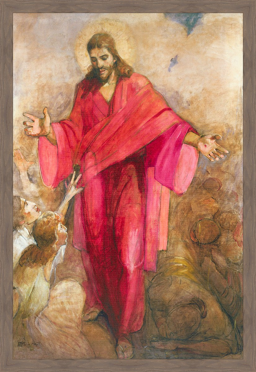 Large Christ in Red Robe Wall Art - Religious Home Decor for Living Room, Bedroom & Church