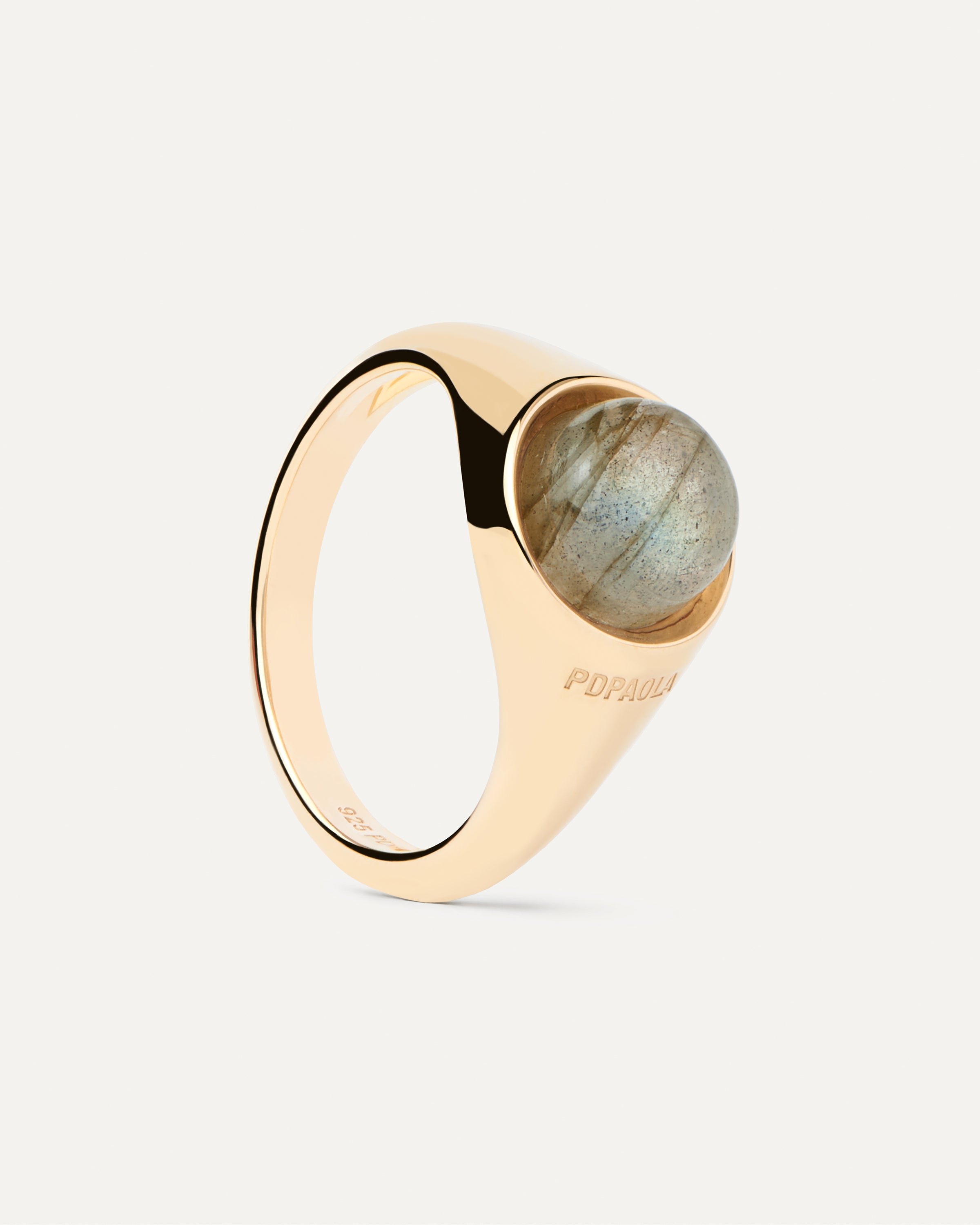 Labradorite Moon Ring – Sterling Silver Adjustable Moonstone Ring for Women | Boho Hippie Jewelry, Healing Crystal Ring for Meditation & Spiritual Gifts