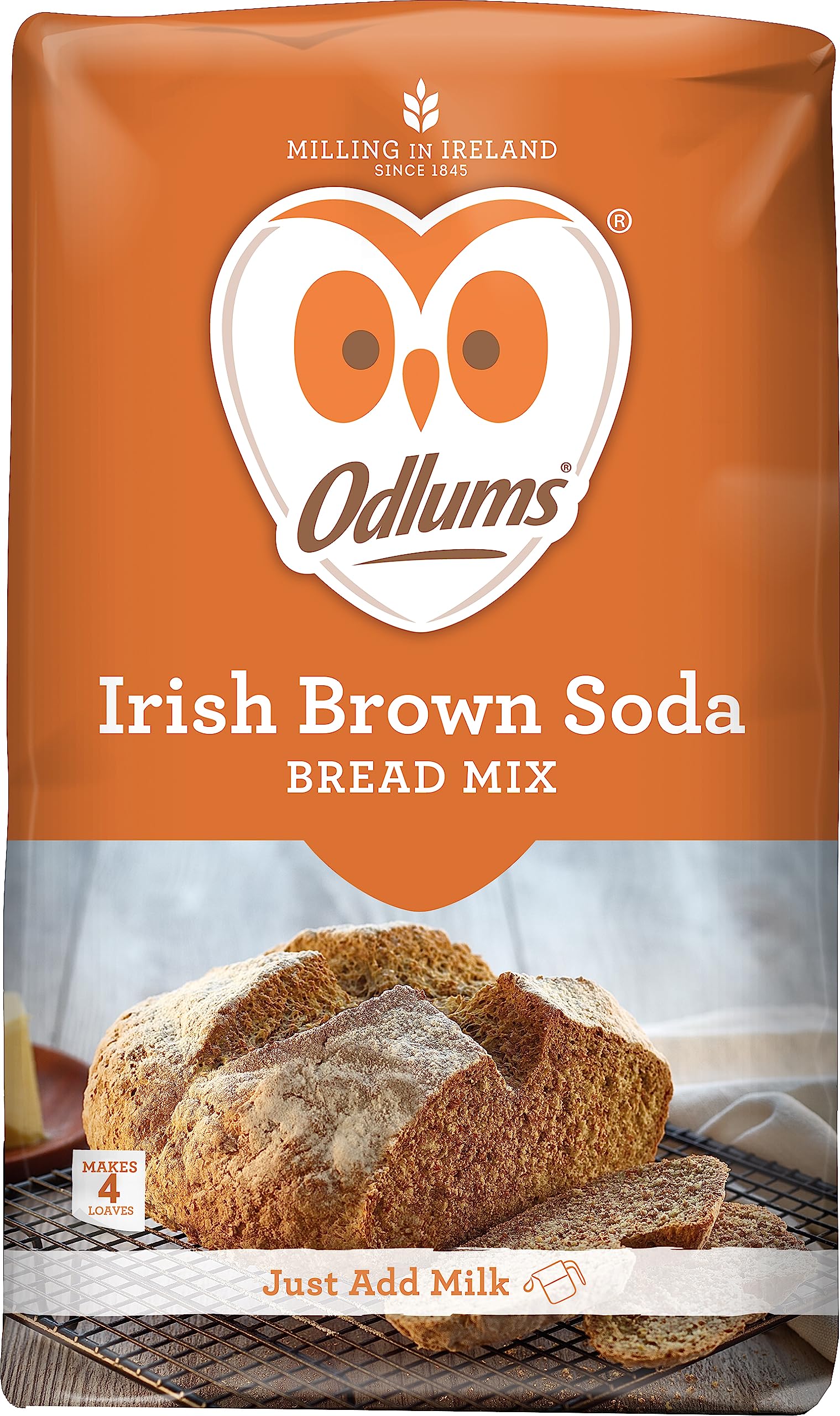 Odlums Brown Bread Mix 2Kg (70.5oz) - Wholemeal Irish Soda Bread Mix - Easy Homemade Bread Baking for Breakfast, Sandwiches & Healthy Snacks