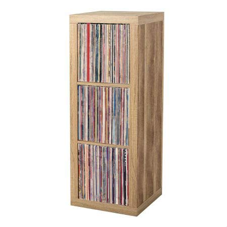 Vintage Vinyl Record Storage Shelf - 3 Cube Organizer for LP Records, Album Storage Rack, Cabinet & Bookcase | Perfect for Home, Office & Music Studio Organization | VRSS (Weathered)