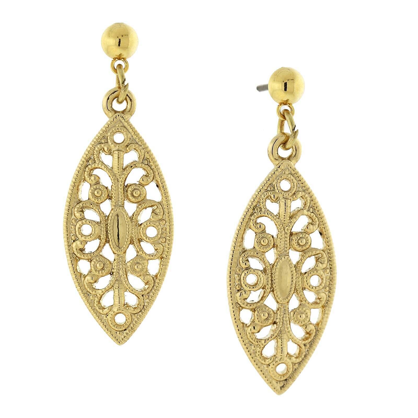 Vintage 1928 Art Deco Inspired Filigree Drop Earrings - Dangle Post Earrings for Women, Perfect for Weddings, Parties & Evening Events
