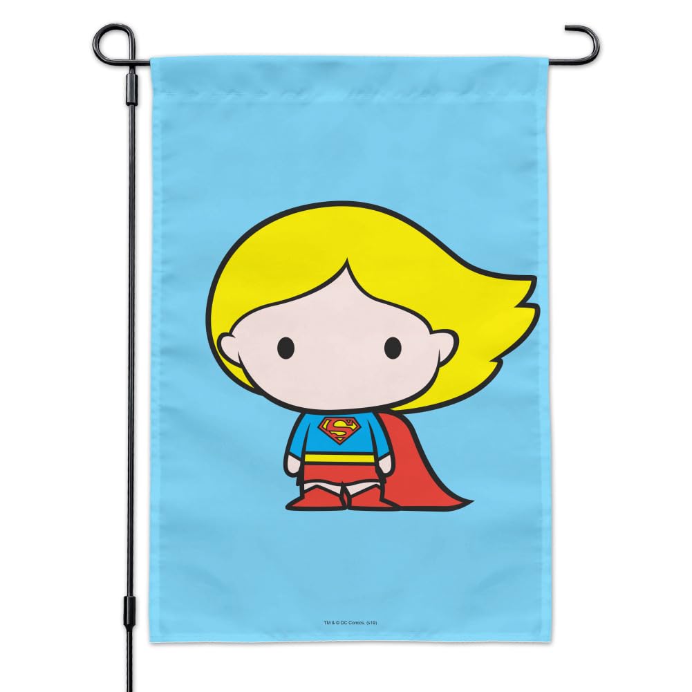 Superman & Supergirl Cute Chibi Character Garden Yard Flag - Decorative Outdoor Superhero Flags for Comic Fans, Backyard, Lawn, Patio Decor