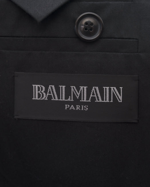 Balmain Black Wool Pea Coat with Silver Buttons - Slim Fit Winter Coat for Women | Elegant Outerwear for Office, Party & Formal Events