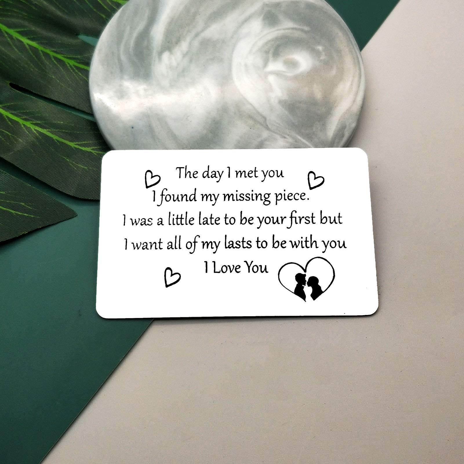 Personalized Engraved Metal Wallet Insert Card - Unique Anniversary, Valentine's Day & Birthday Gift for Husband, Boyfriend, Fiance | Romantic Couple Gift for Men | Perfect for Weddings, Special Occasions & Everyday Carry